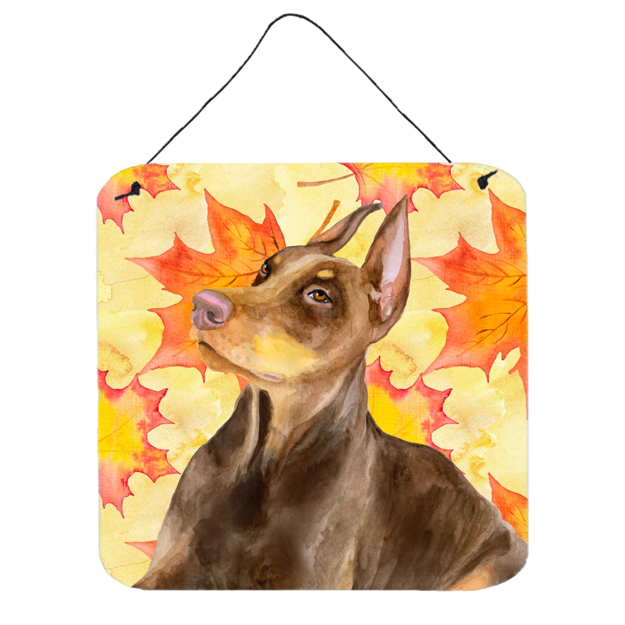 'Caroline'S Treasures Doberman Pinscher Metal Print, 6H X 6W, Fall Leaves''
