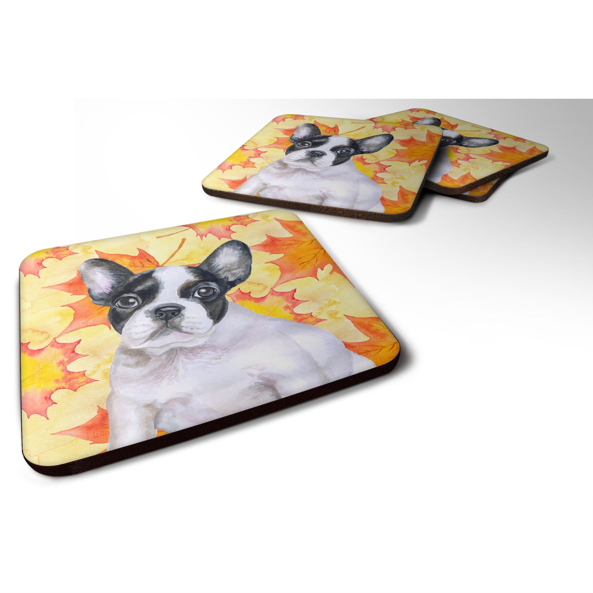 'Caroline'S Treasures French Bulldog Black White Fall Decorative Coasters, Multicolor''
