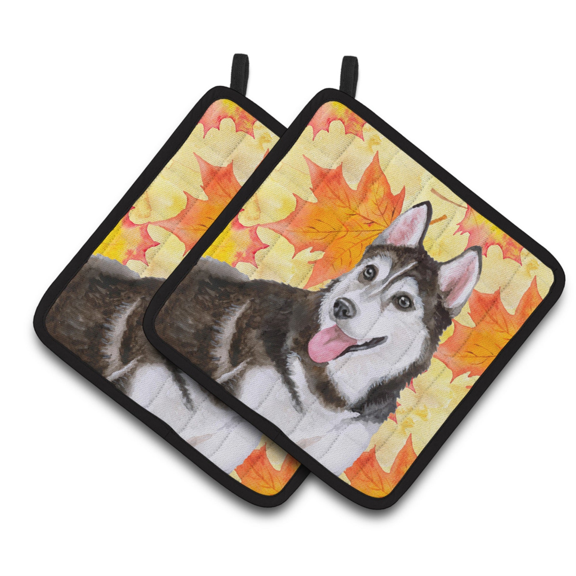 'Caroline'S Treasures Siberian Husky #2 Decorated Pot Holder, 7.5H X 7.5W, Fall Leaves''