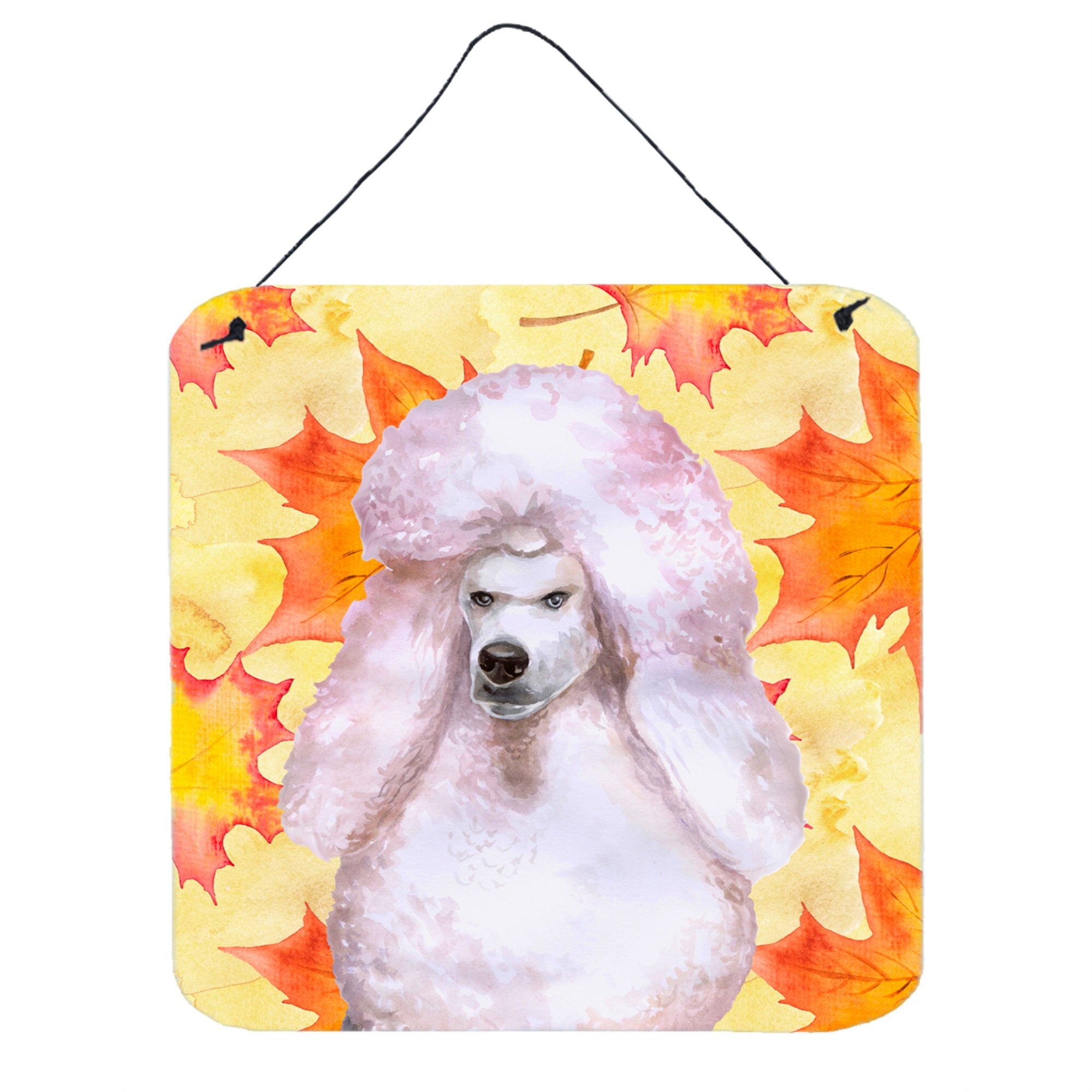 'Caroline'S Treasures White Standard Poodle Metal Print, 6H X 6W, Fall Leaves''