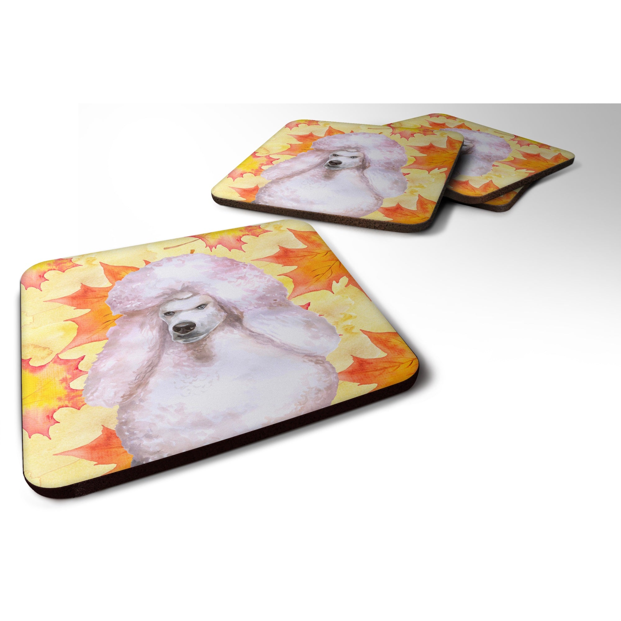 'Caroline'S Treasures White Standard Poodle Fall Decorative Coasters, Multicolor''