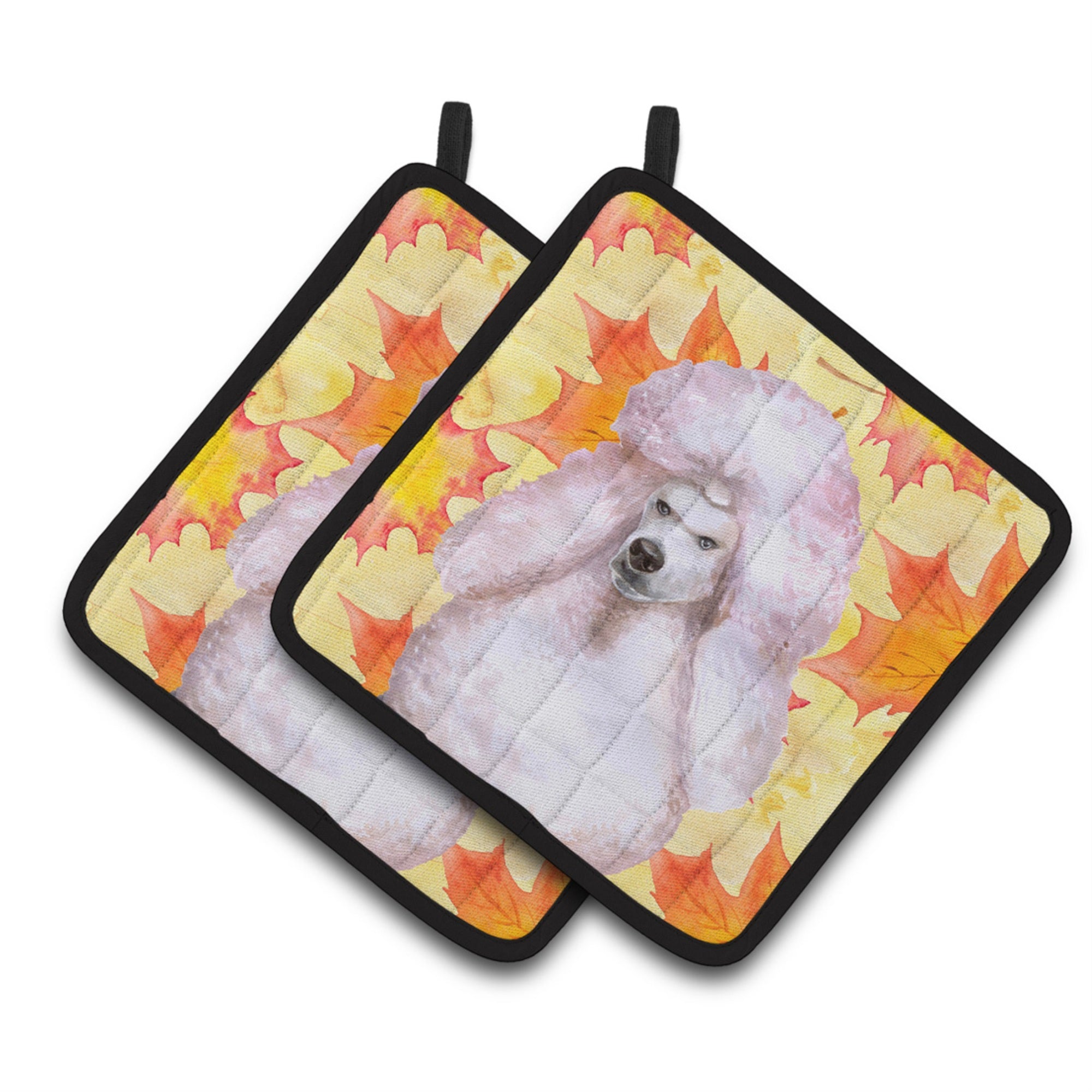 'Caroline'S Treasures White Standard Poodle Decorated Pot Holder, 7.5H X 7.5W, Fall Leaves''