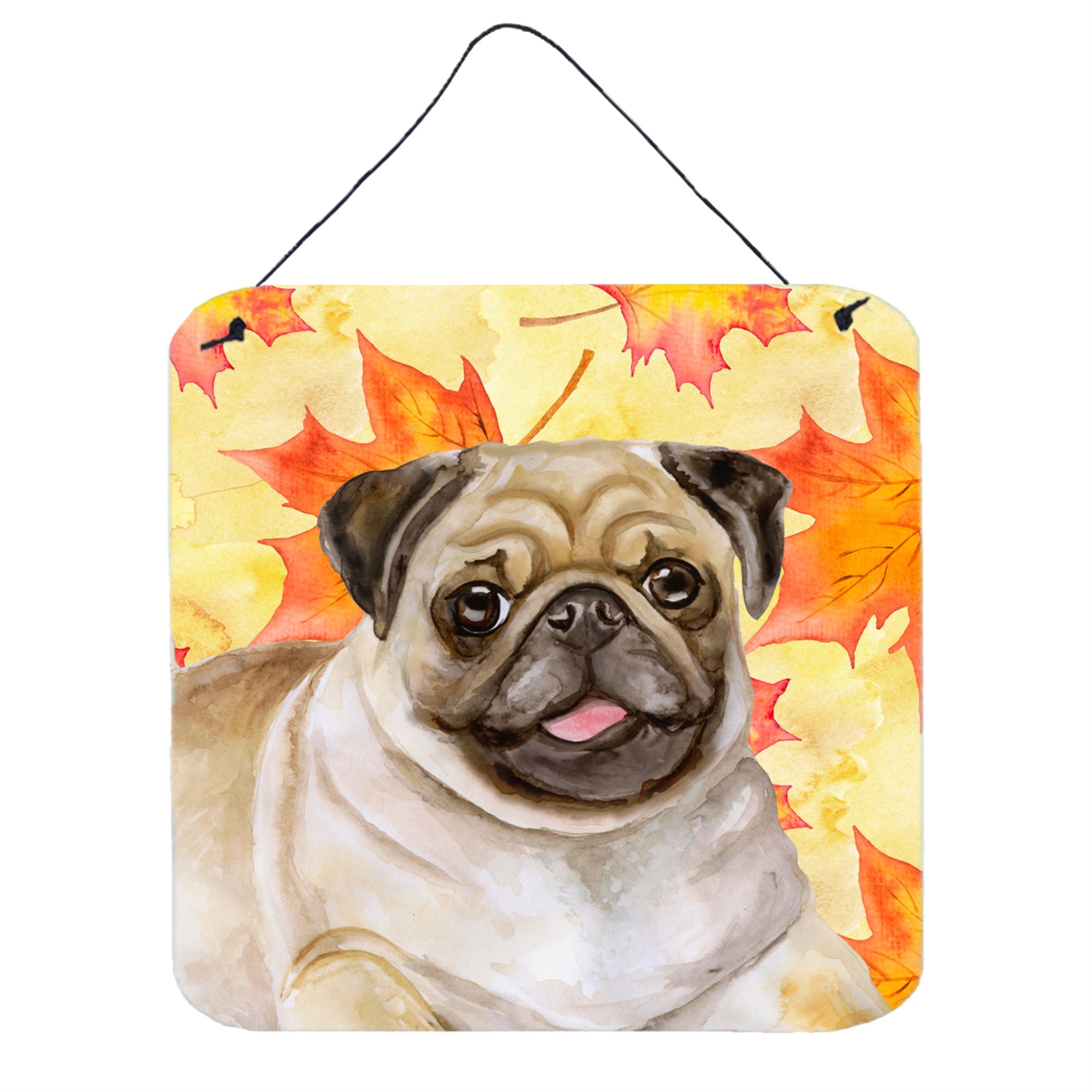 'Caroline'S Treasures Fawn Pug Metal Print, 6H X 6W, Fall Leaves''