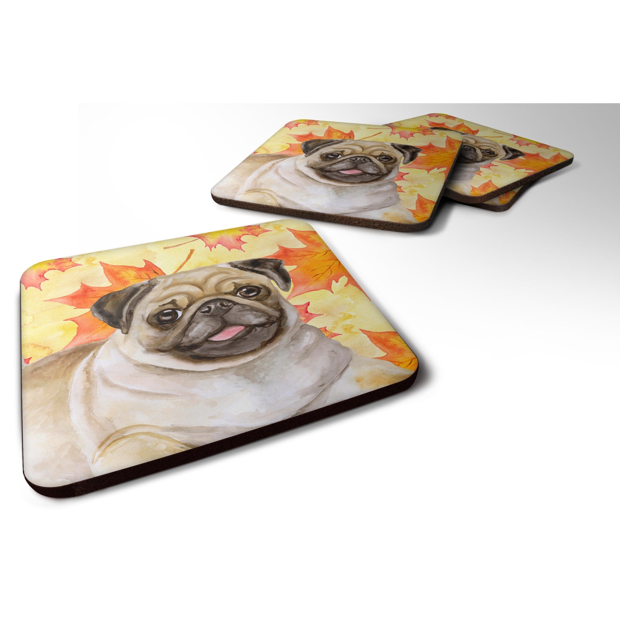 'Caroline'S Treasures Fawn Pug Fall Decorative Coasters, Multicolor''