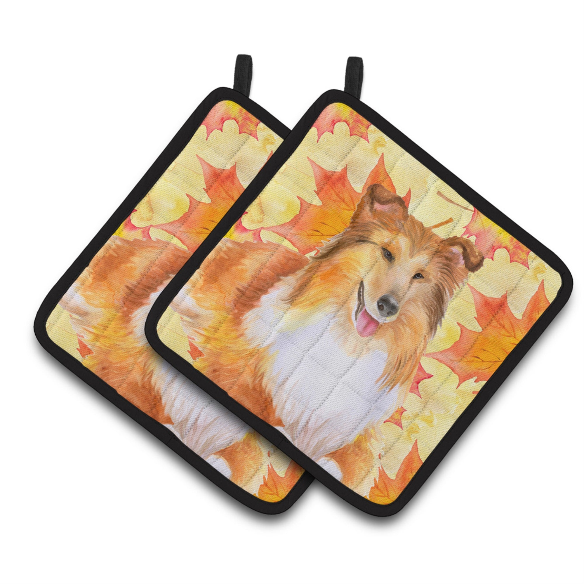 'Caroline'S Treasures Sheltie Decorated Pot Holder, 7.5H X 7.5W, Fall Leaves''