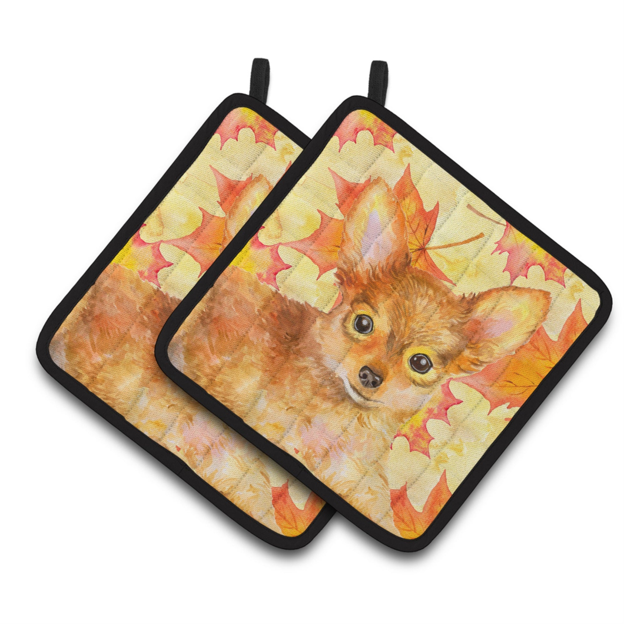 'Caroline'S Treasures Toy Terrier Decorated Pot Holder, 7.5H X 7.5W, Fall Leaves''