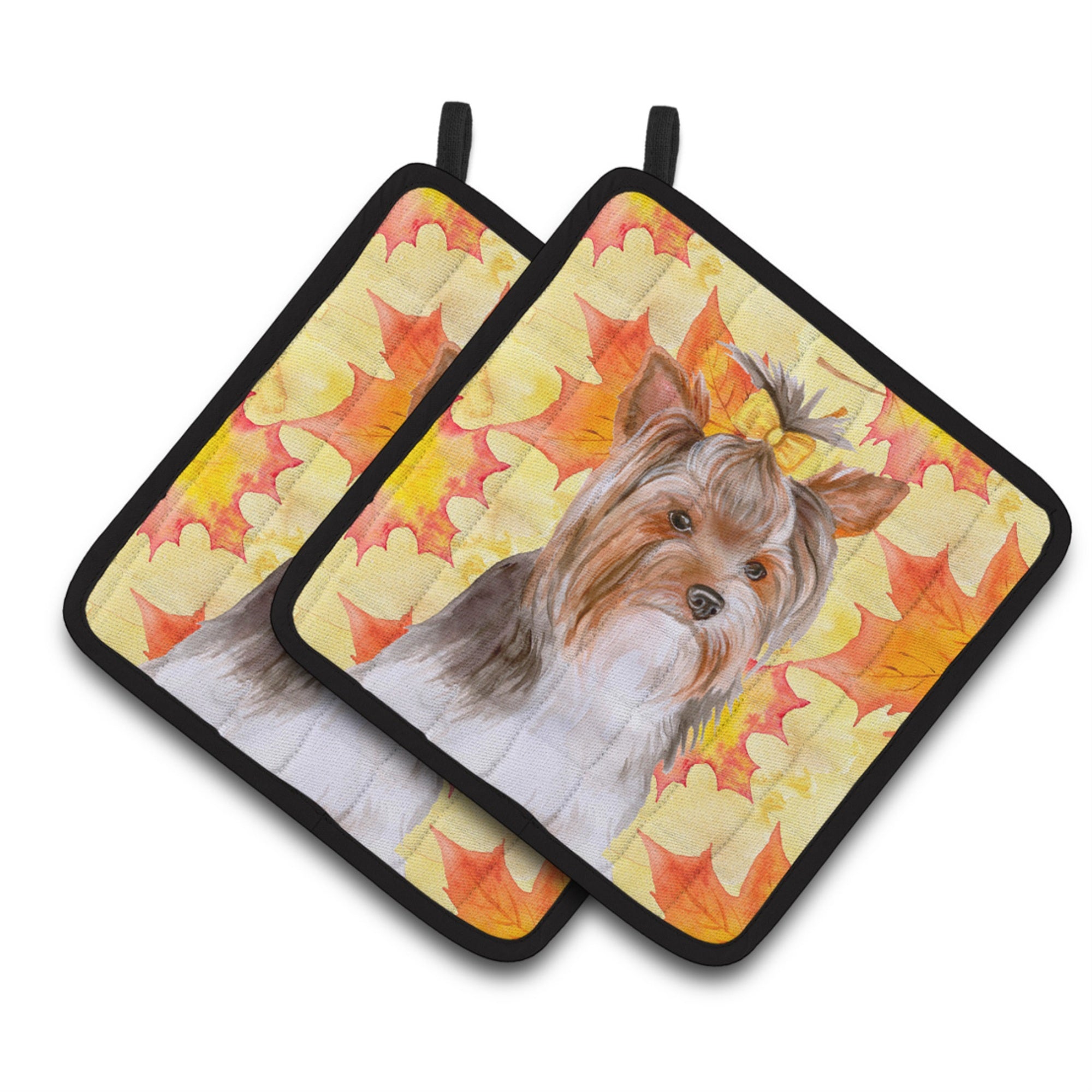 'Caroline'S Treasures Yorkshire Terrier #2 Decorated Pot Holder, 7.5H X 7.5W, Fall Leaves''