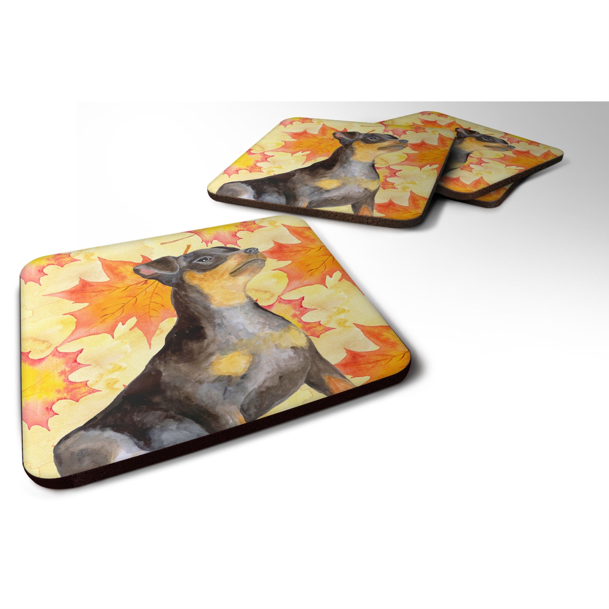 'Caroline'S Treasures Miniature Pinscher #2 Fall Decorative Coasters, Multicolor''