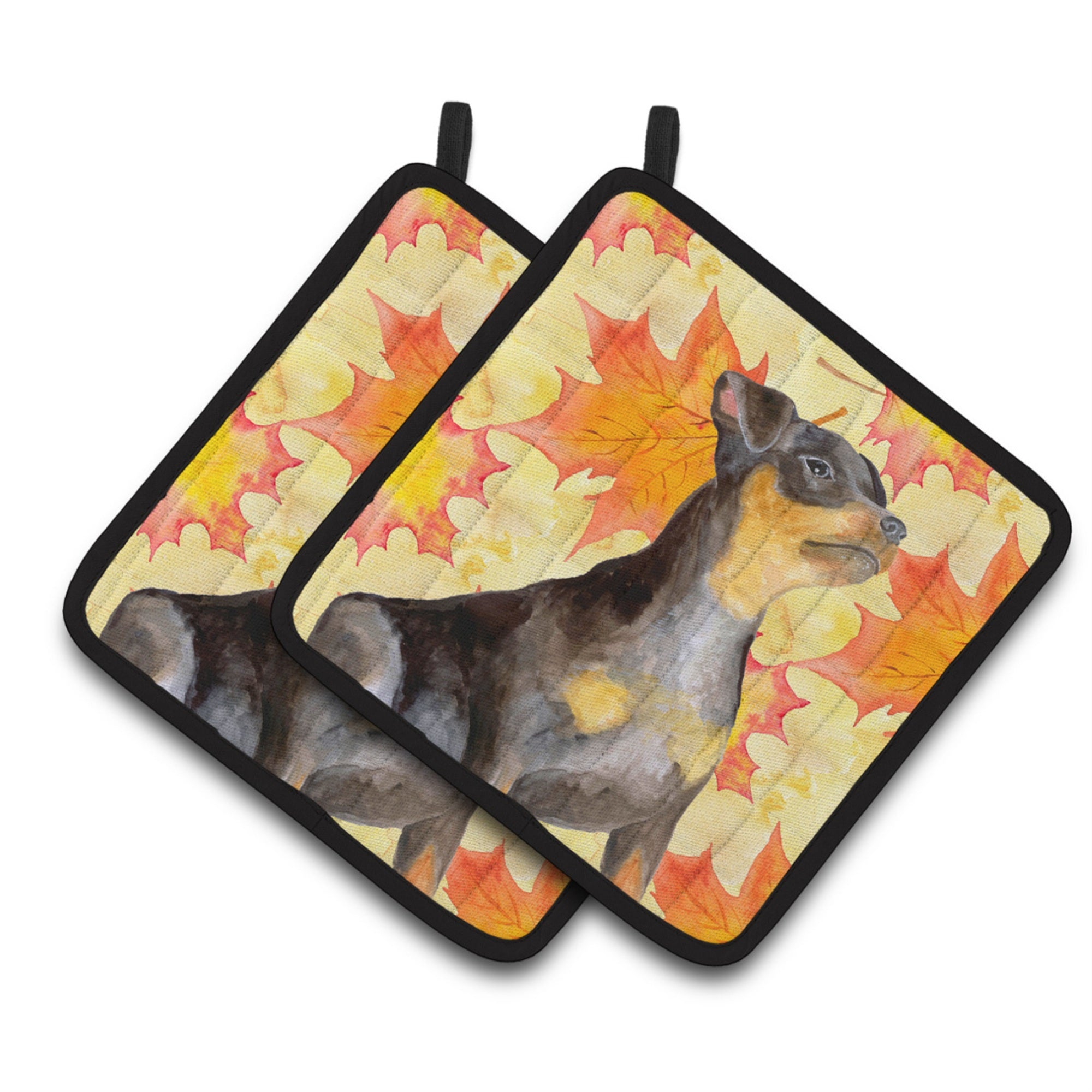 'Caroline'S Treasures Miniature Pinscher #2 Decorated Pot Holder, 7.5H X 7.5W, Fall Leaves''