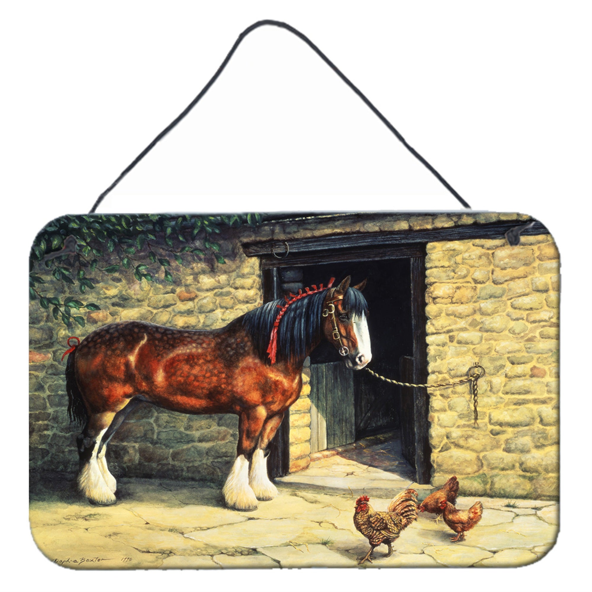 'Caroline'S Treasures Horse And Chickens By Daphne Baxter Wall Or Door Hanging Prints Bdba0087Ds812, 8Hx12W, Multicolor''