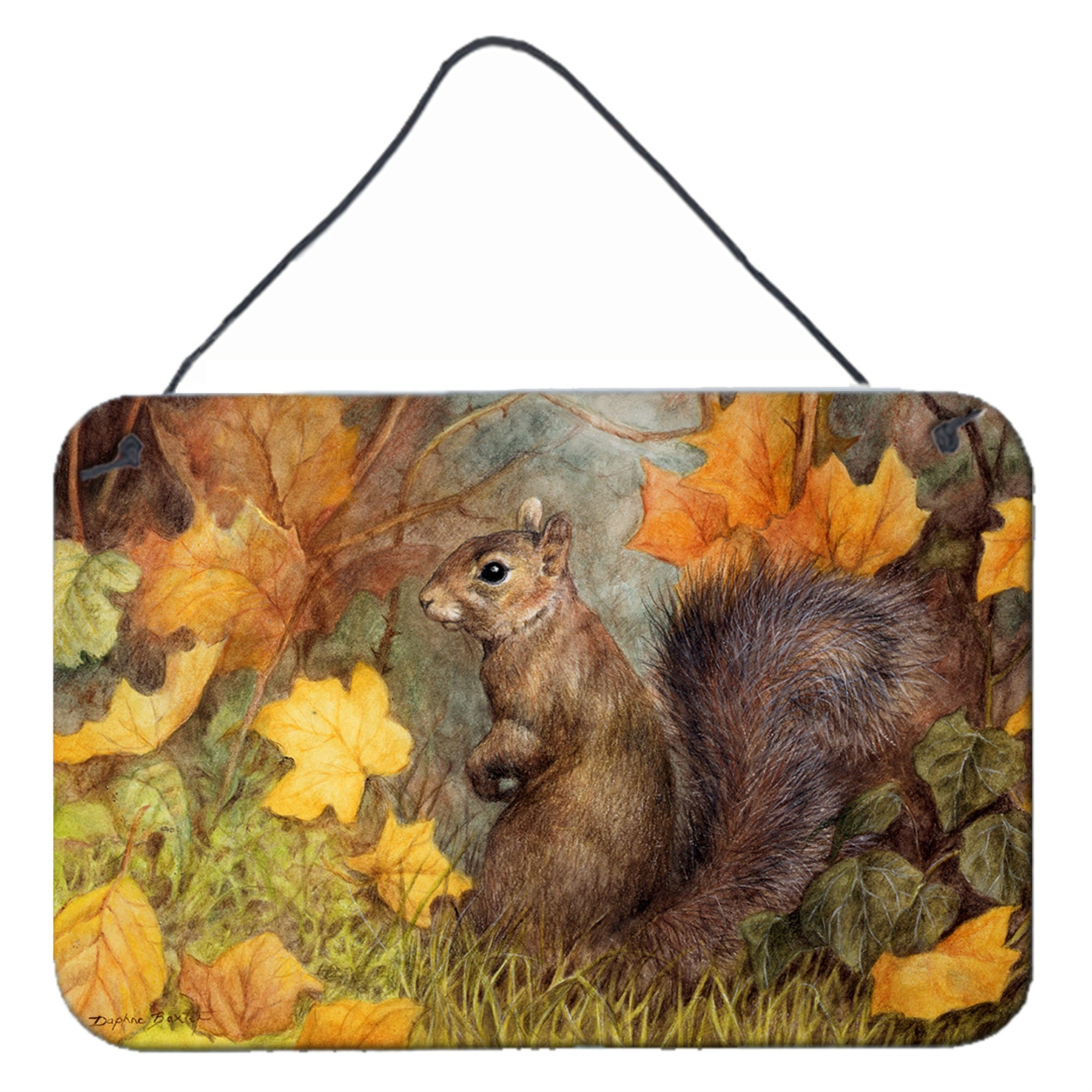 'Caroline'S Treasures Grey Squirrel In Fall Leaves Wall Or Door Hanging Prints Bdba0097Ds812, 8Hx12W, Multicolor''