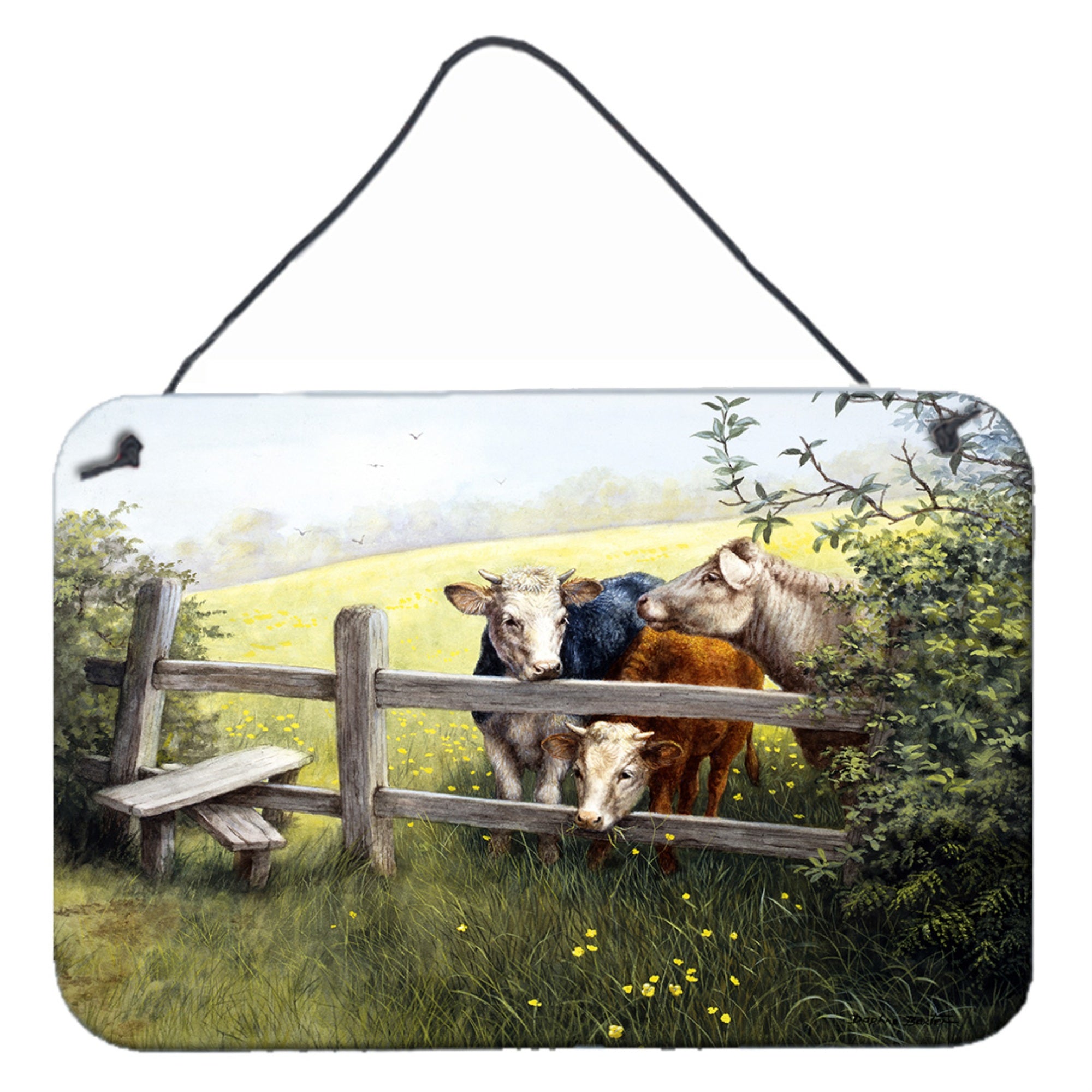 'Caroline'S Treasures Cows In A Buttercup Meadow Wall Or Door Hanging Prints Bdba0103Ds812, 8Hx12W''