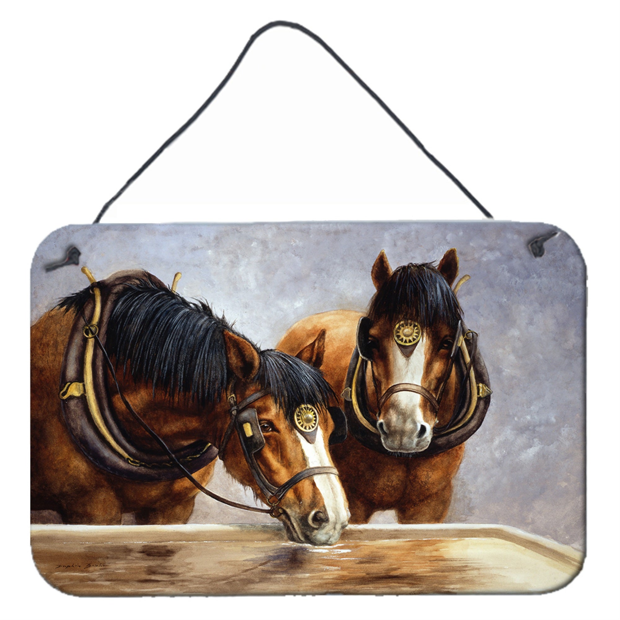 'Caroline'S Treasures Horses Taking A Drink Of Water Wall Or Door Hanging Prints Bdba0119Ds812, 8Hx12W''