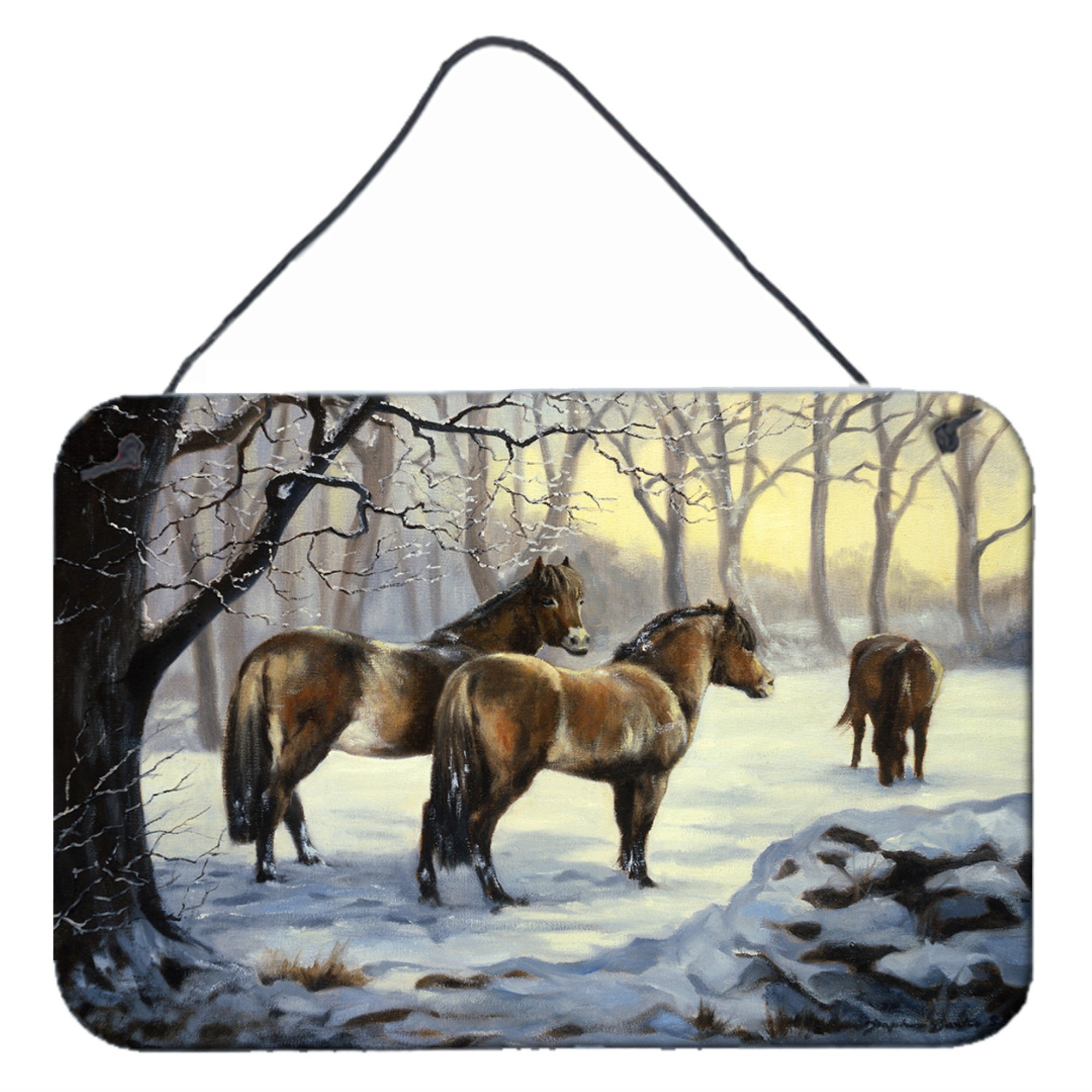 'Caroline'S Treasures Horses In Snow By Daphne Baxter Wall Or Door Hanging Prints Bdba0122Ds812, 8Hx12W, Multicolor''