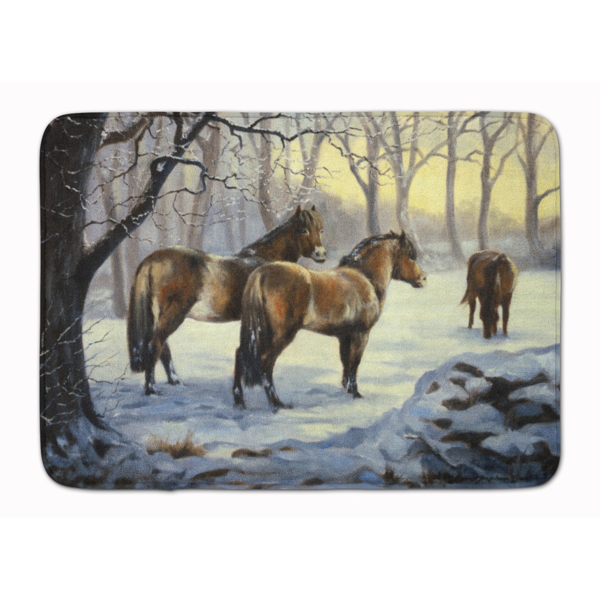 'Caroline'S Treasures Horses In Snow By Daphne Baxter Floor Mat, 19'''' X 27'''', Multicolor''