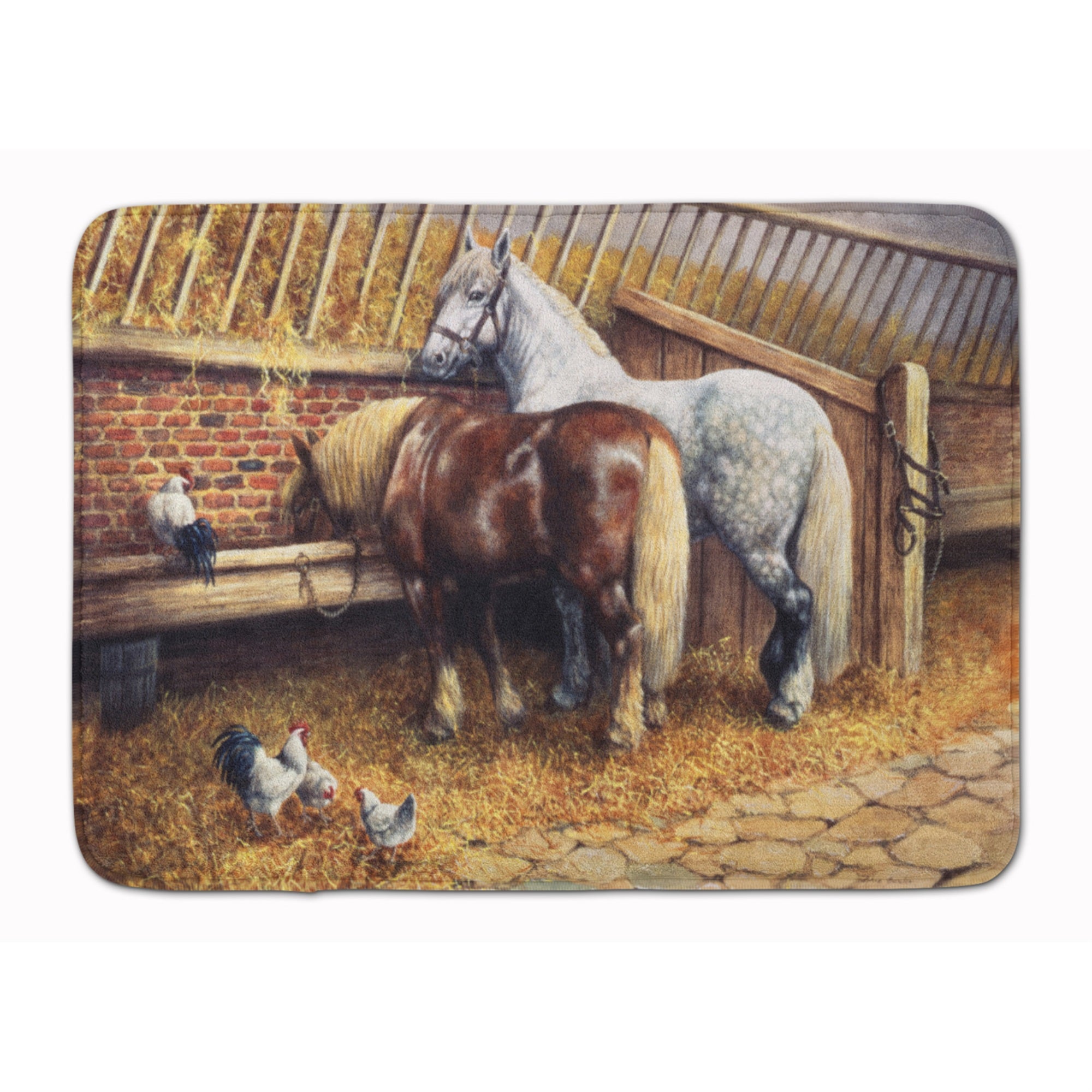 'Caroline'S Treasures Horses Eating With The Chickens, 19'''' X 27'''', Multicolor''