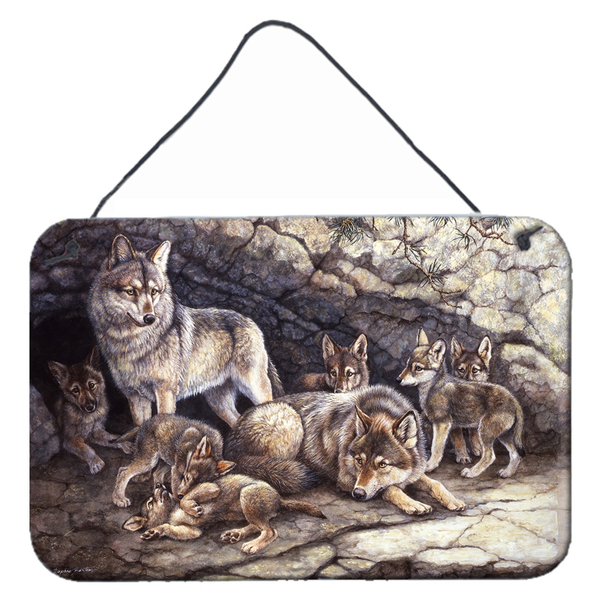 'Caroline'S Treasures Wolf Wolves By The Den Wall Or Door Hanging Prints Bdba0157Ds812, 8Hx12W''
