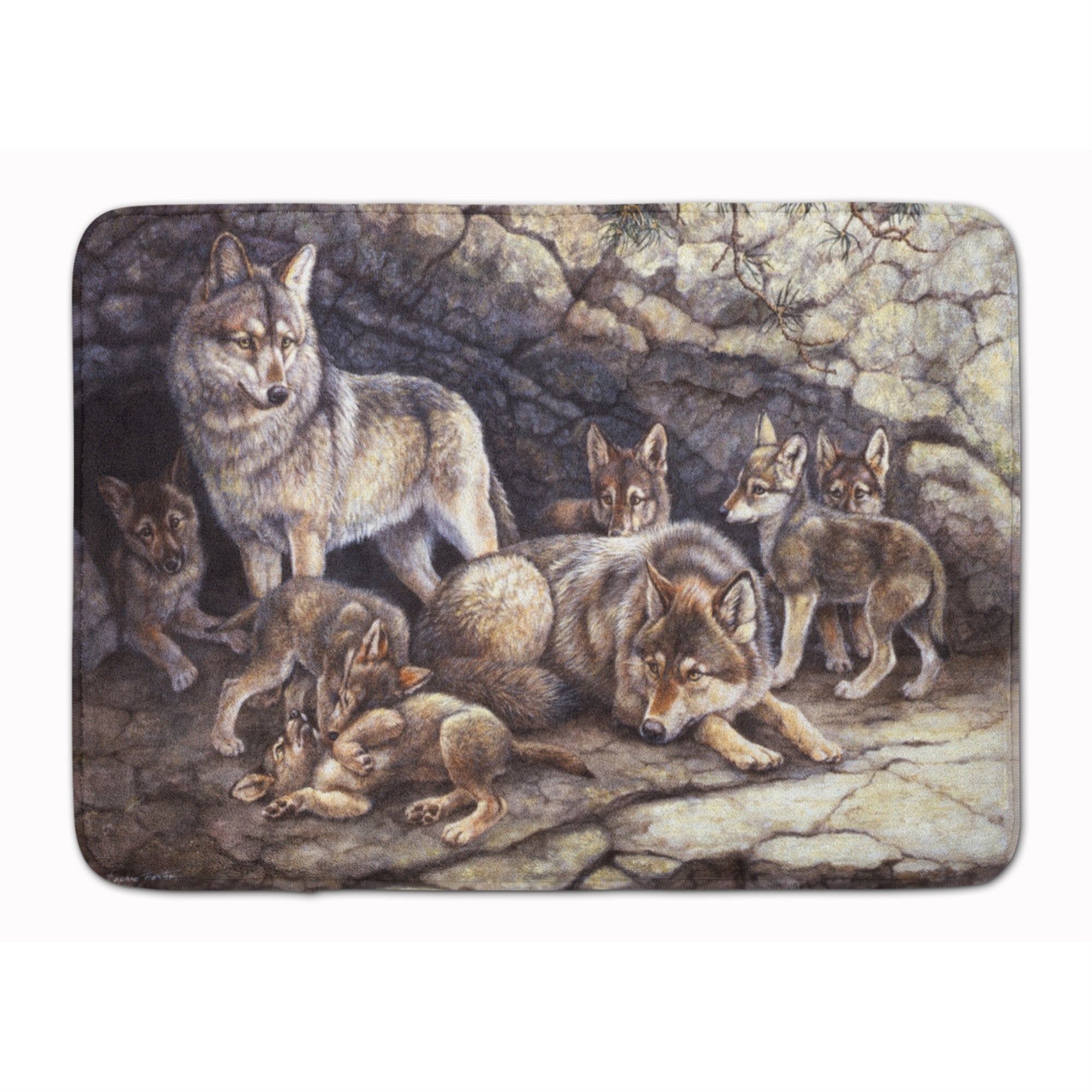 'Caroline'S Treasures Wolf Wolves By The Den Floor Mat, 19'''' X 27'''', Multicolor''