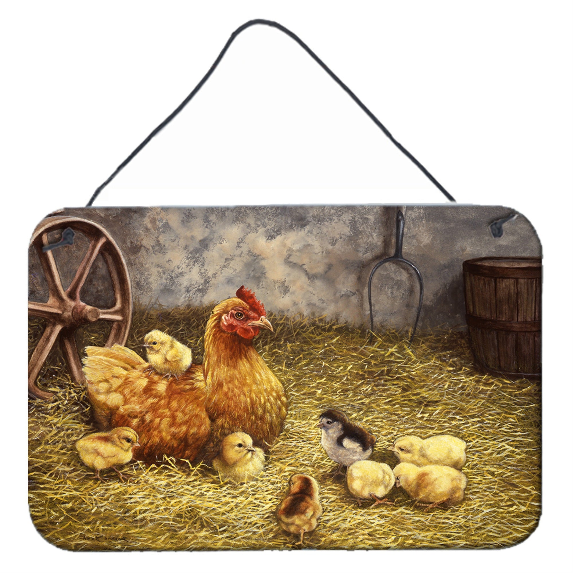'Caroline'S Treasures Chicken Hen And Her Chicks Wall Or Door Hanging Prints Bdba0176Ds812, 8Hx12W''