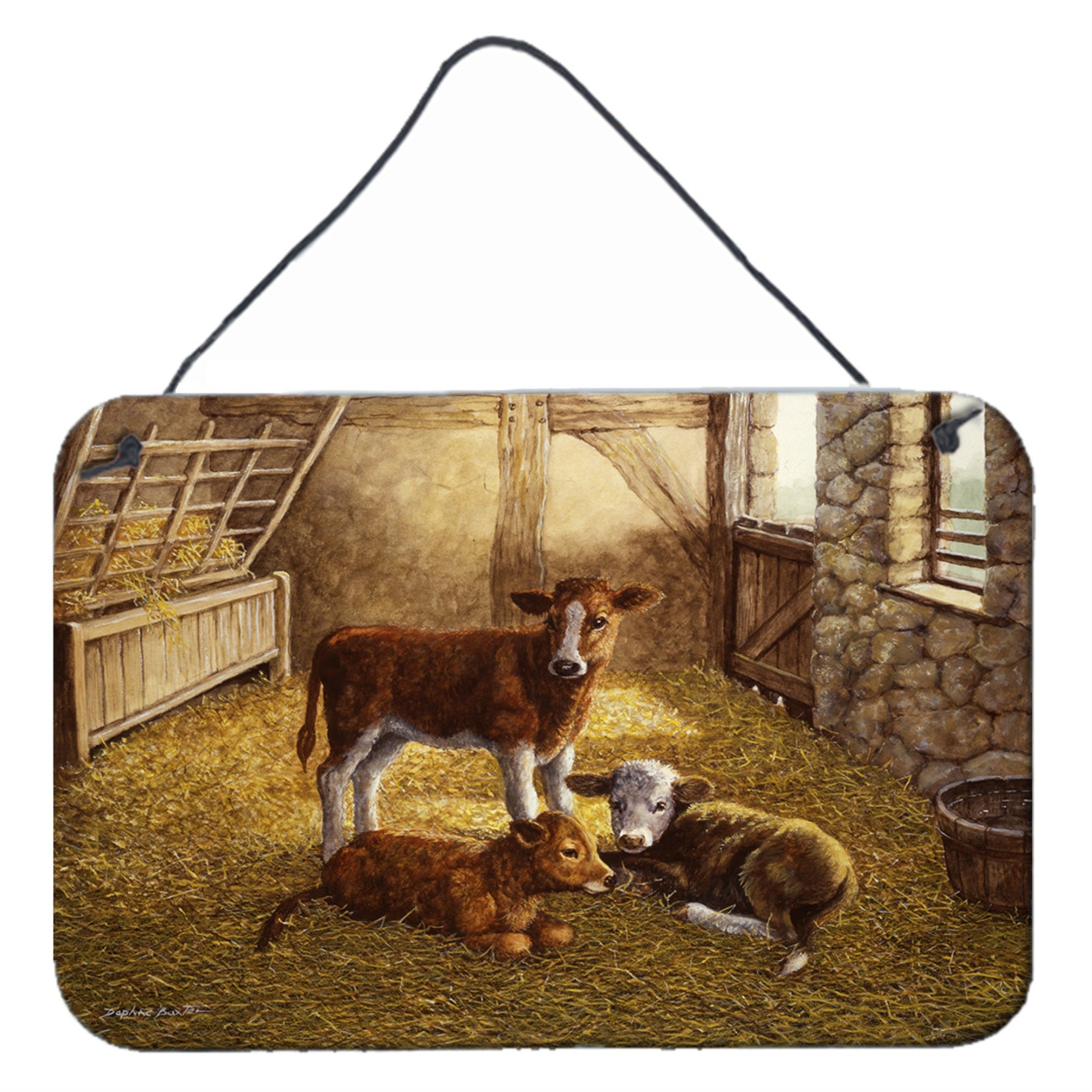 'Caroline'S Treasures Cows Calves In The Barn Wall Or Door Hanging Prints Bdba0179Ds812, 8Hx12W''