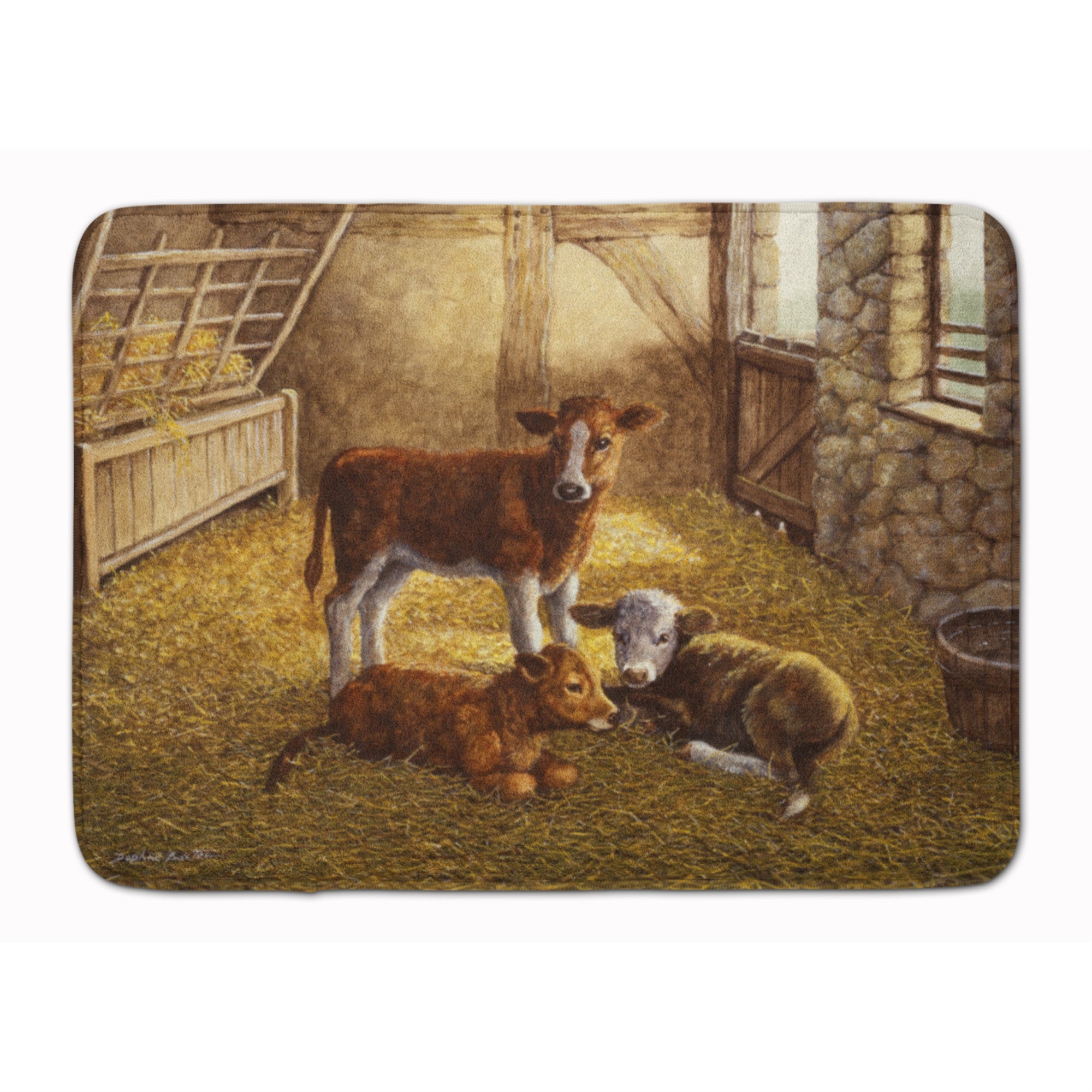 'Caroline'S Treasures Cows Calves In The Barn Floor Mat, 19'''' X 27'''', Multicolor''