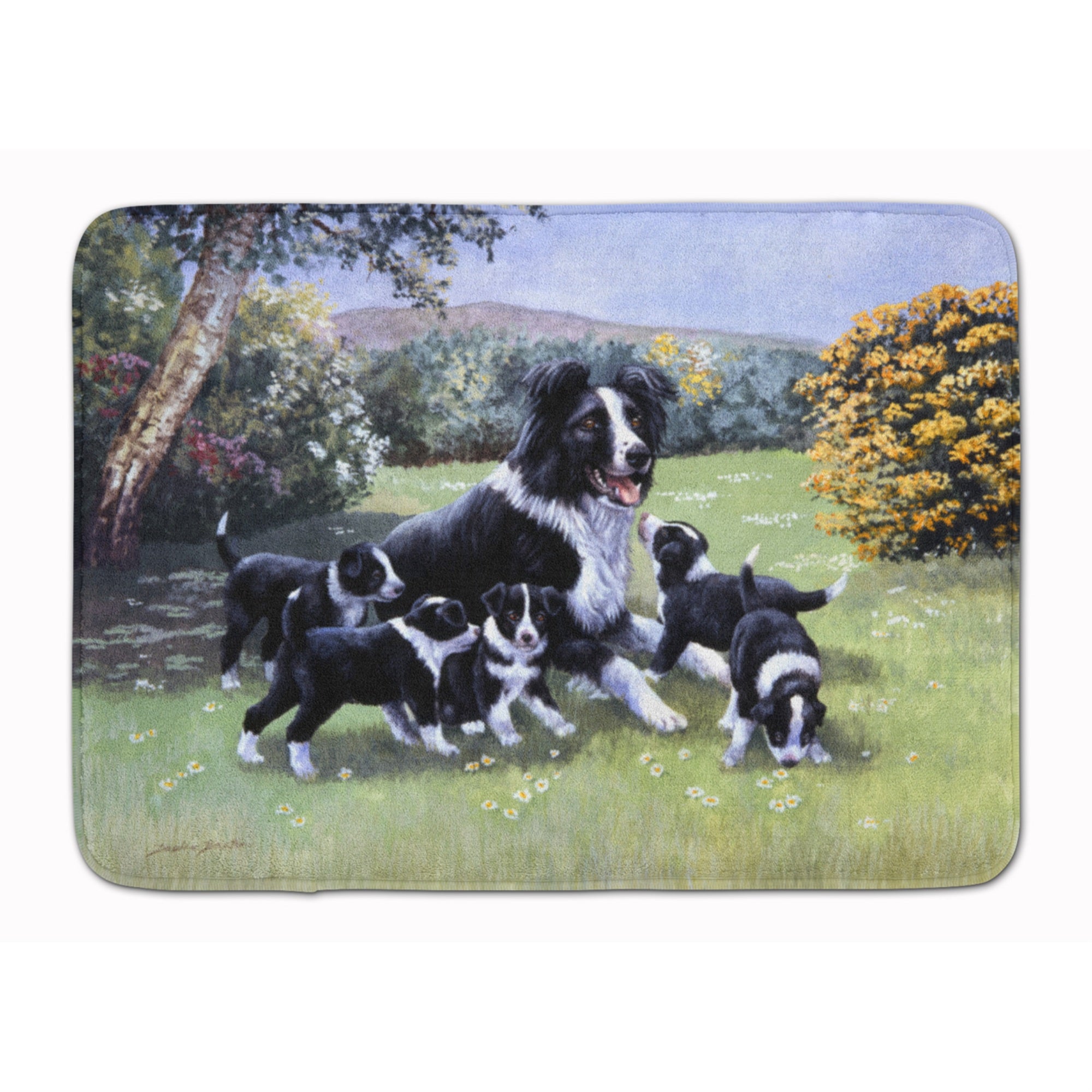 'Caroline'S Treasures Border Collie Puppies With Momma Floor Mat, 19'''' X 27'''', Multicolor''