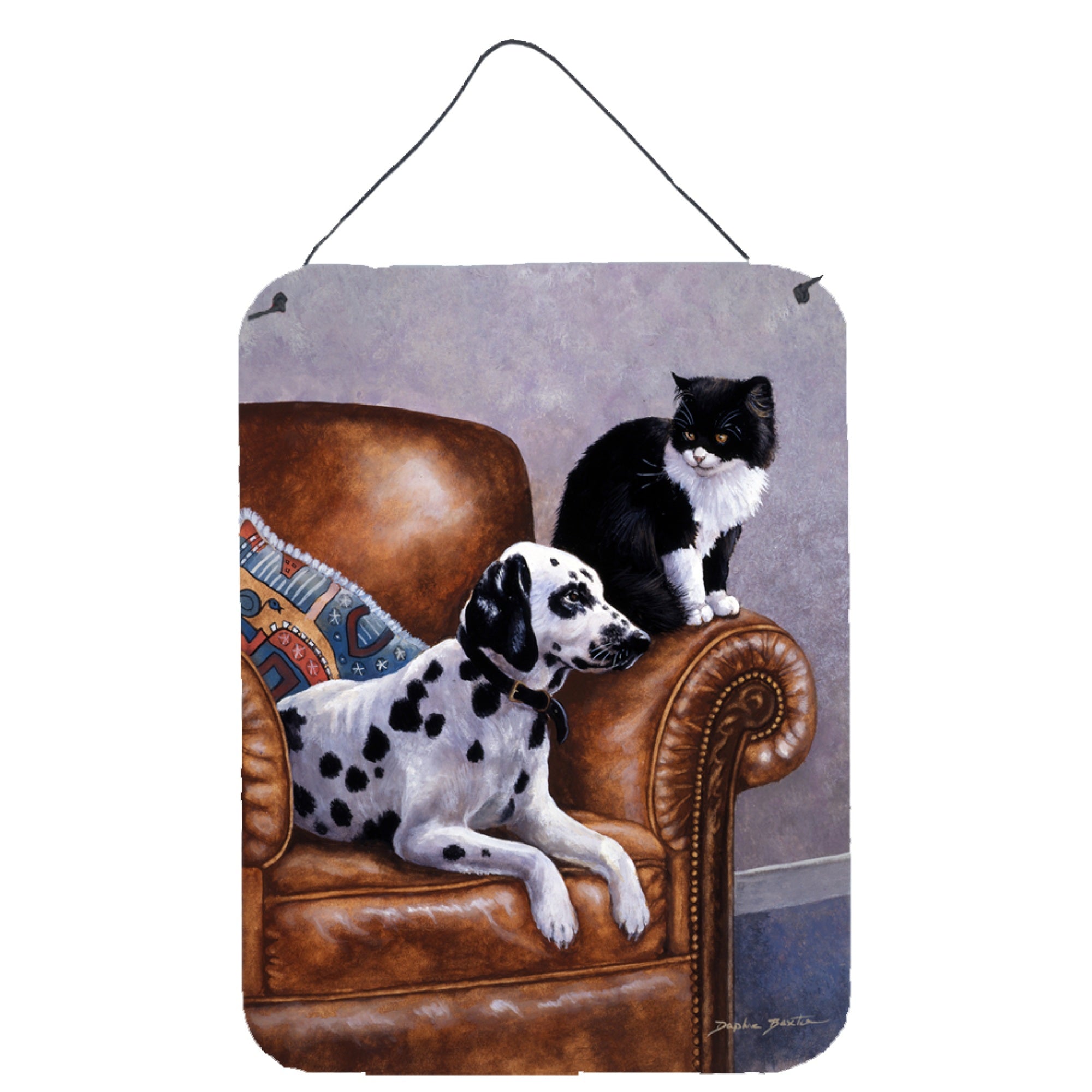 'Caroline'S Treasures Dalmatian With Cat Wall Or Door Hanging Prints Bdba0265Ds1216, 16Hx12W, Multicolor''