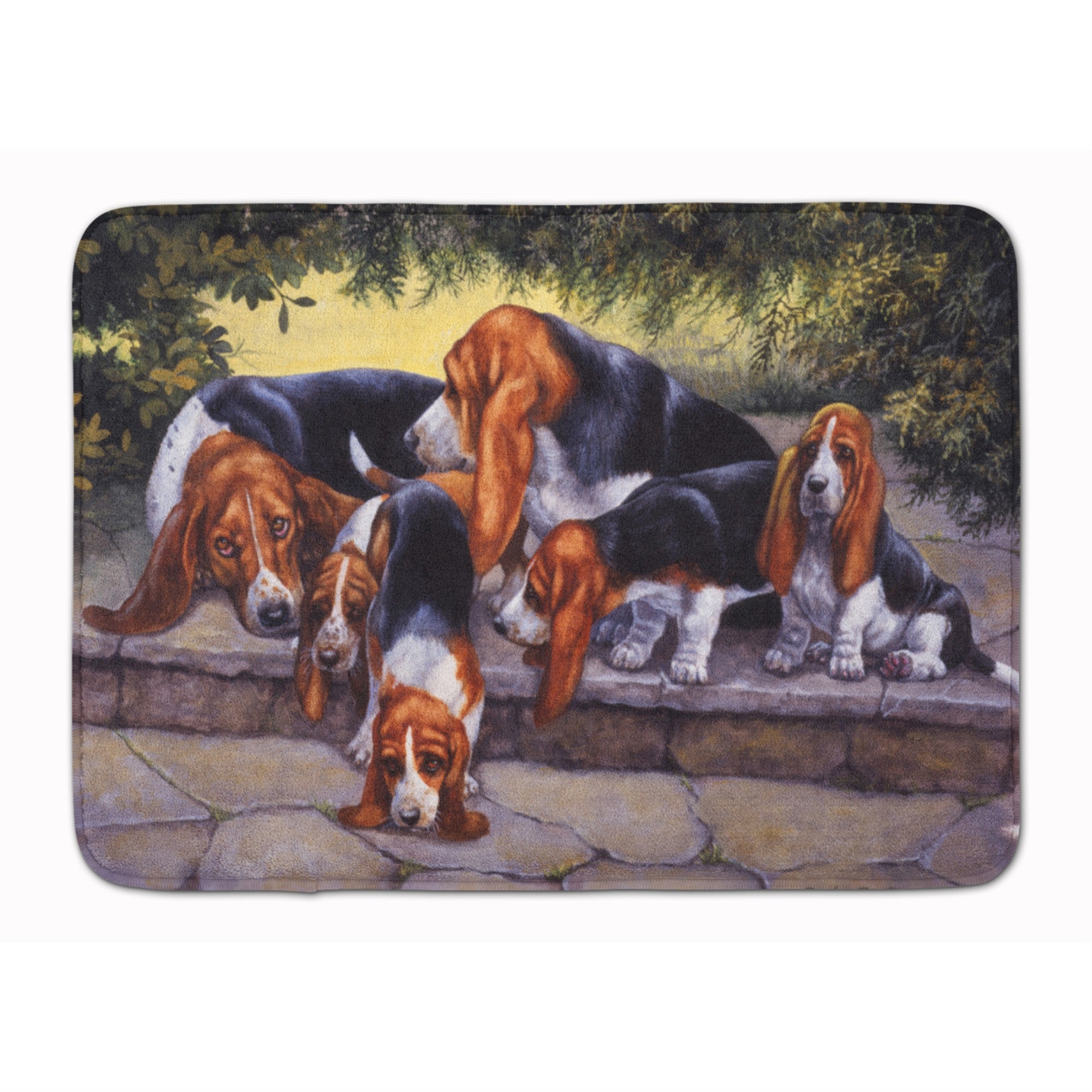 'Caroline'S Treasures Basset Hound Puppies, Momma And Daddy Floor Mat, 19'''' X 27'''', Multicolor''