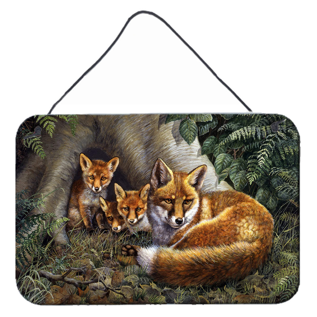 'Caroline'S Treasures A Family Of Foxes At Home Wall Or Door Hanging Prints Bdba0283Ds812, 8Hx12W''