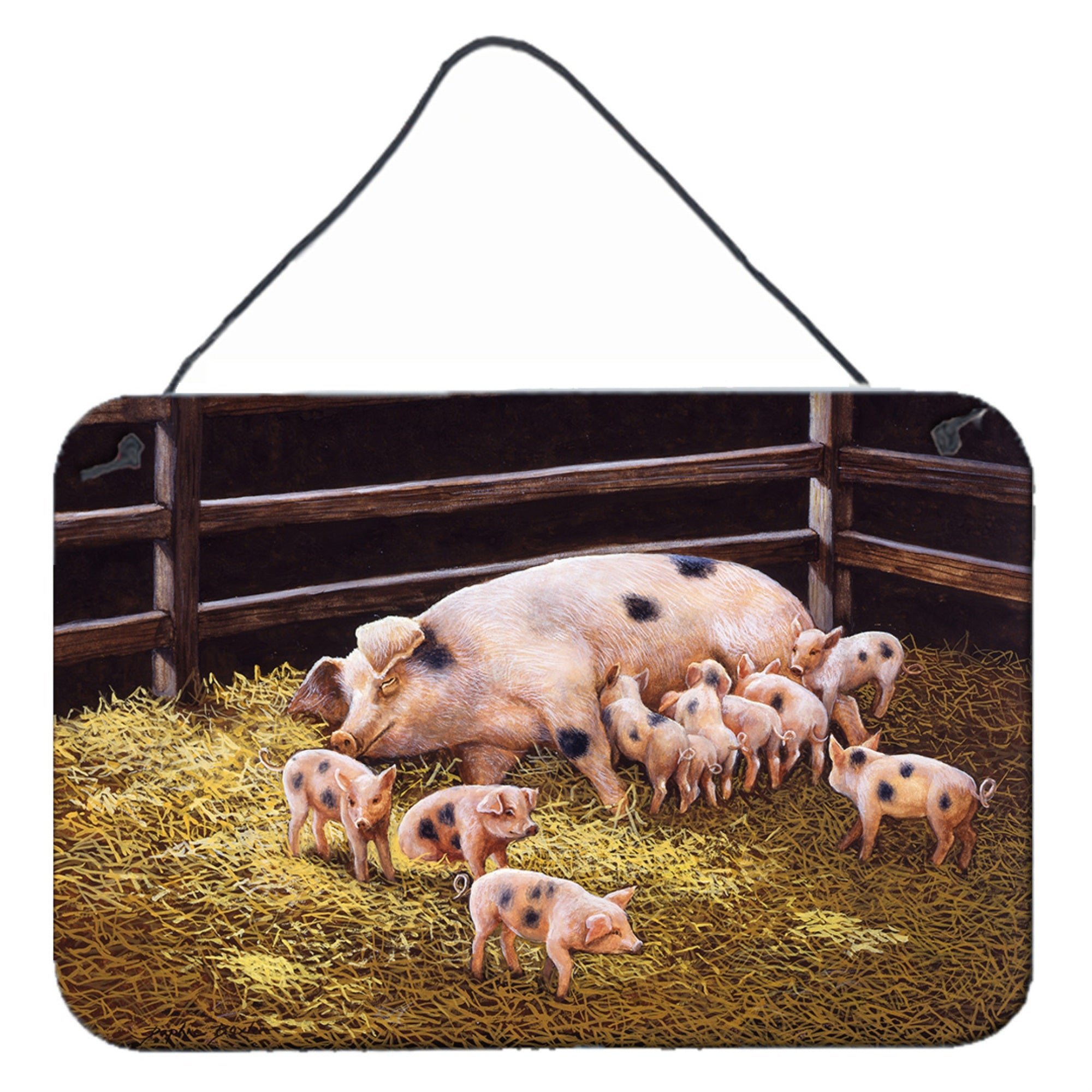 'Caroline'S Treasures Pigs Piglets At Dinner Time Wall Or Door Hanging Prints Bdba0296Ds812, 8Hx12W''