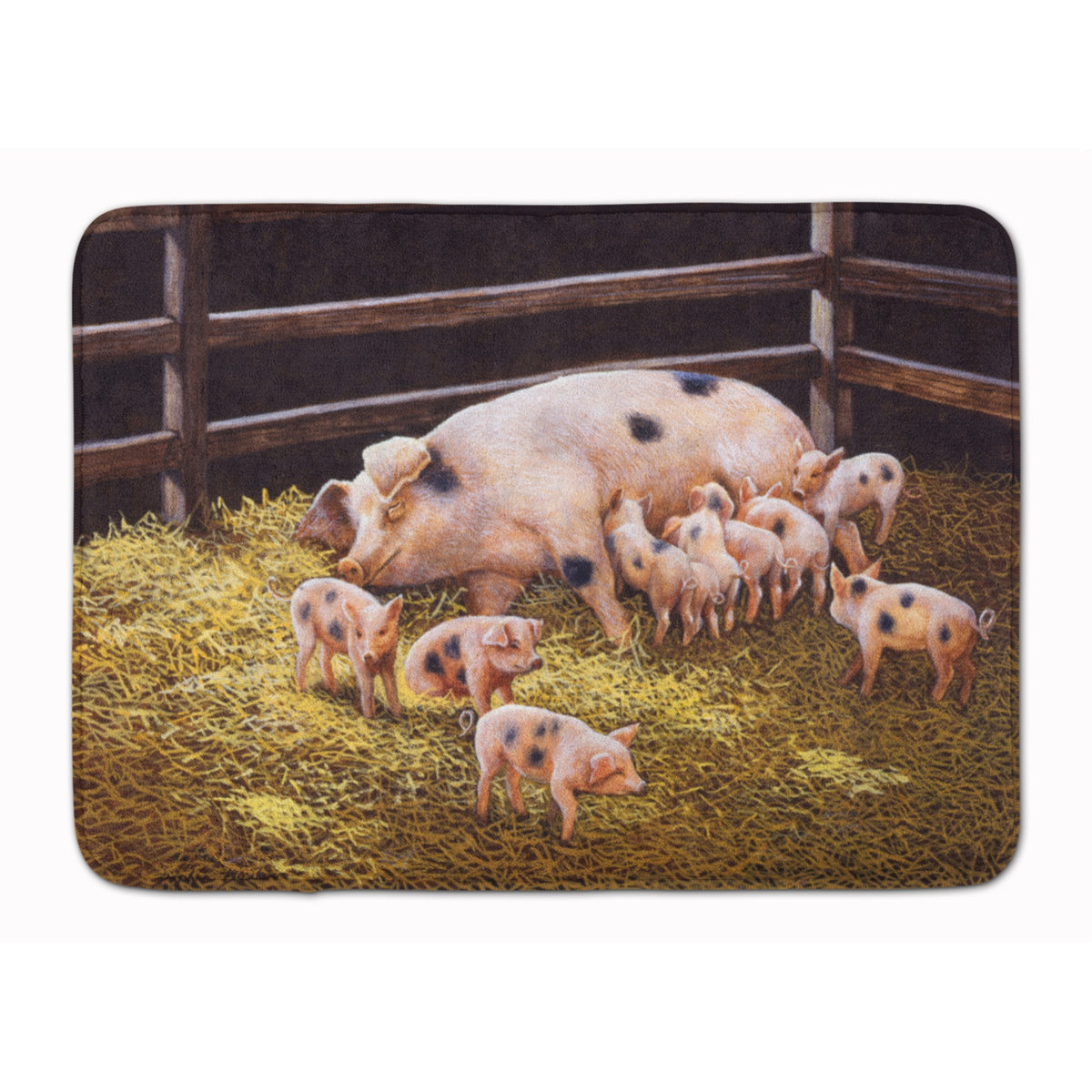 'Caroline'S Treasures Pigs Piglets At Dinner Time Floor Mat, 19'''' X 27'''', Multicolor''