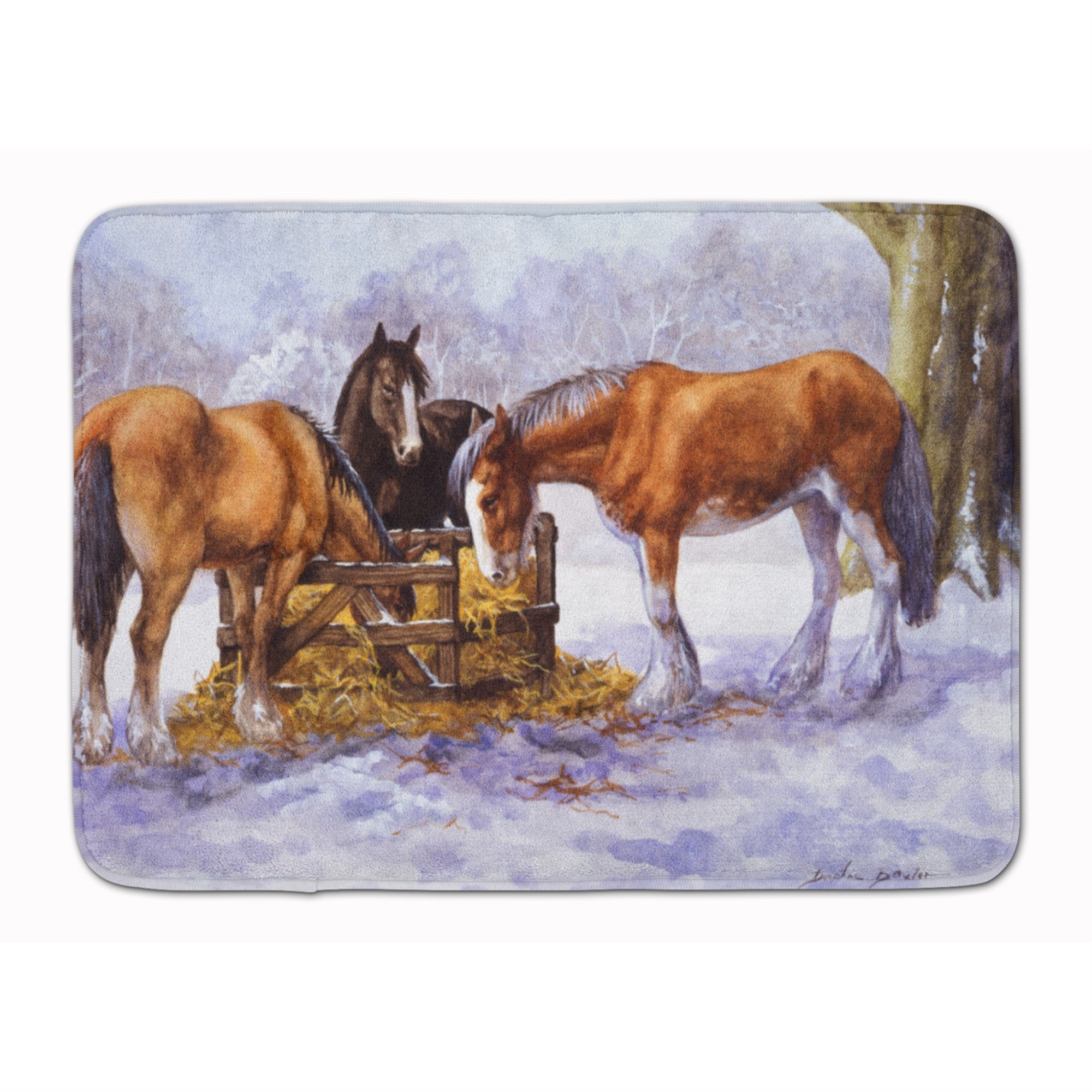 'Caroline'S Treasures Horses Eating Hay In The Snow Floor Mat, 19'''' X 27'''', Multicolor''