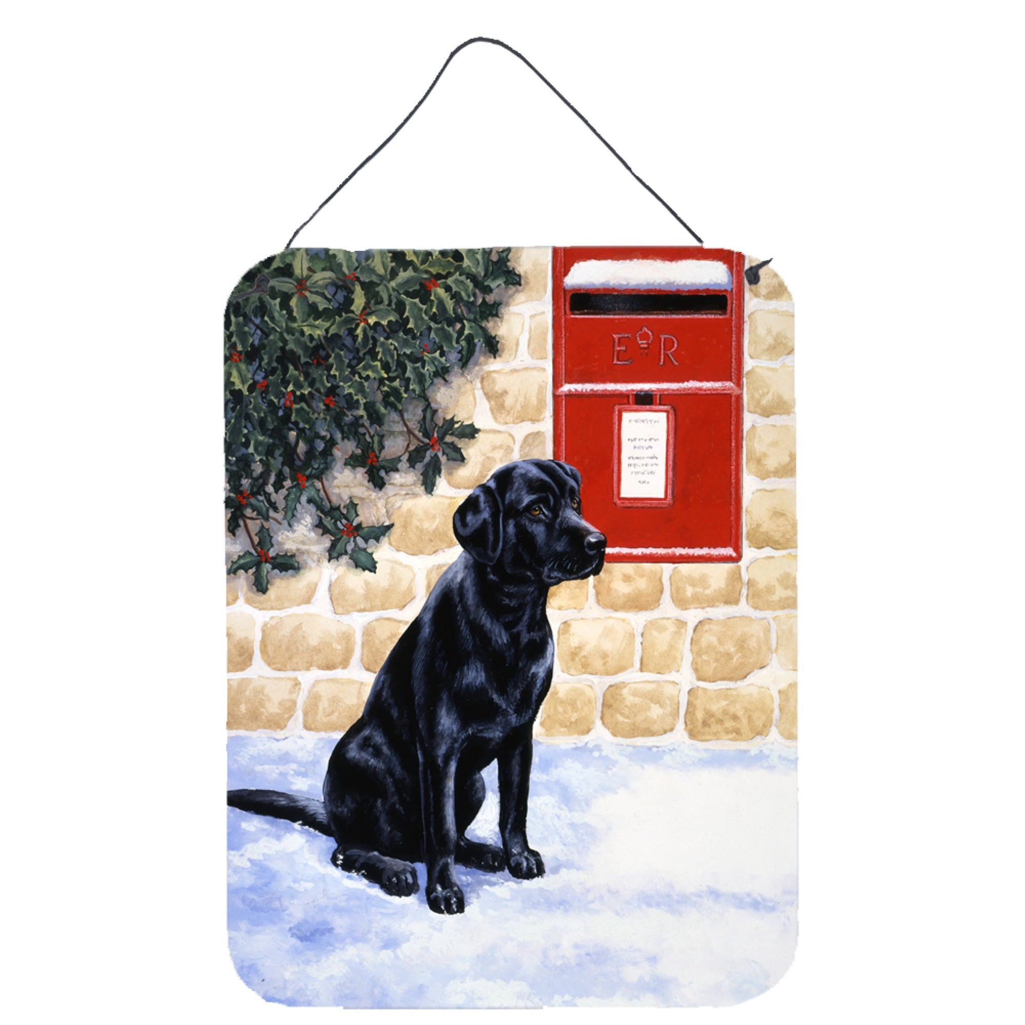 'Caroline'S Treasures Black Labrador By The Mail Box Wall Or Door Hanging Prints Bdba0301Ds1216, 16Hx12W, Multicolor''