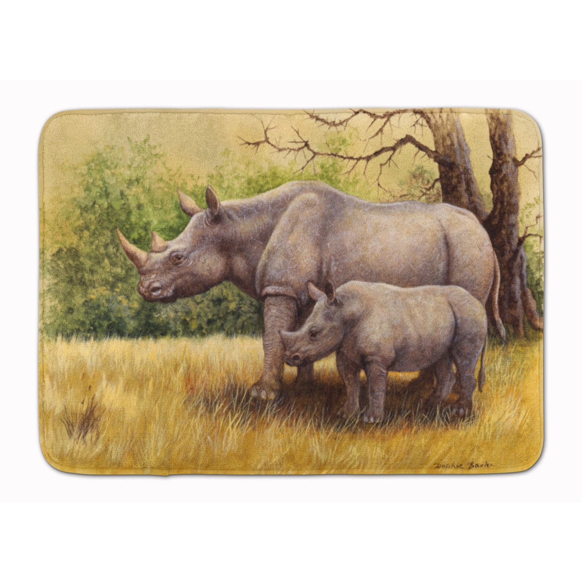 'Caroline'S Treasures Rhinoceros By Daphne Baxter Floor Mat, 19'''' X 27'''', Multicolor''