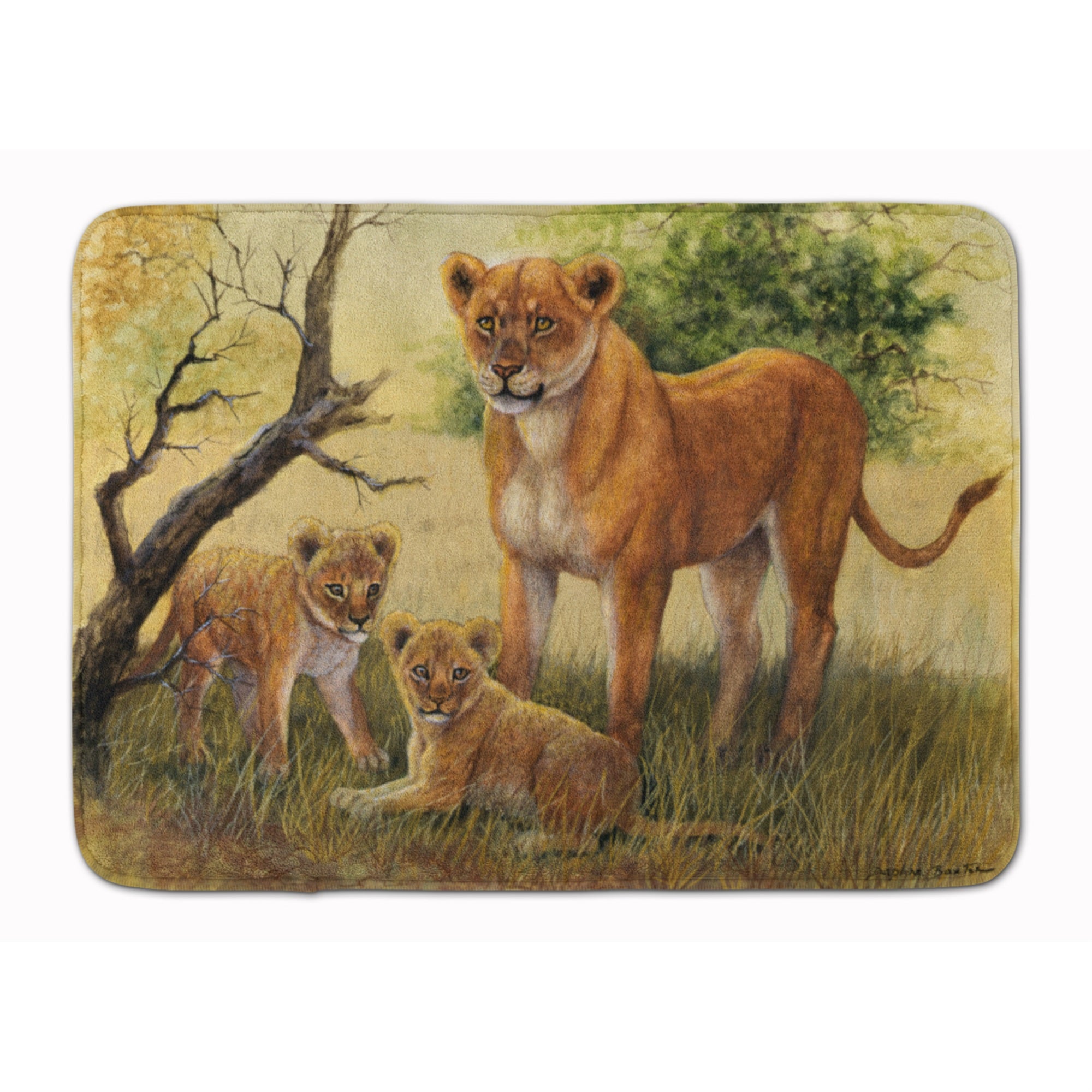 'Caroline'S Treasures Lion And Cubs By Daphne Baxter Floor Mat, 19'''' X 27'''', Multicolor''