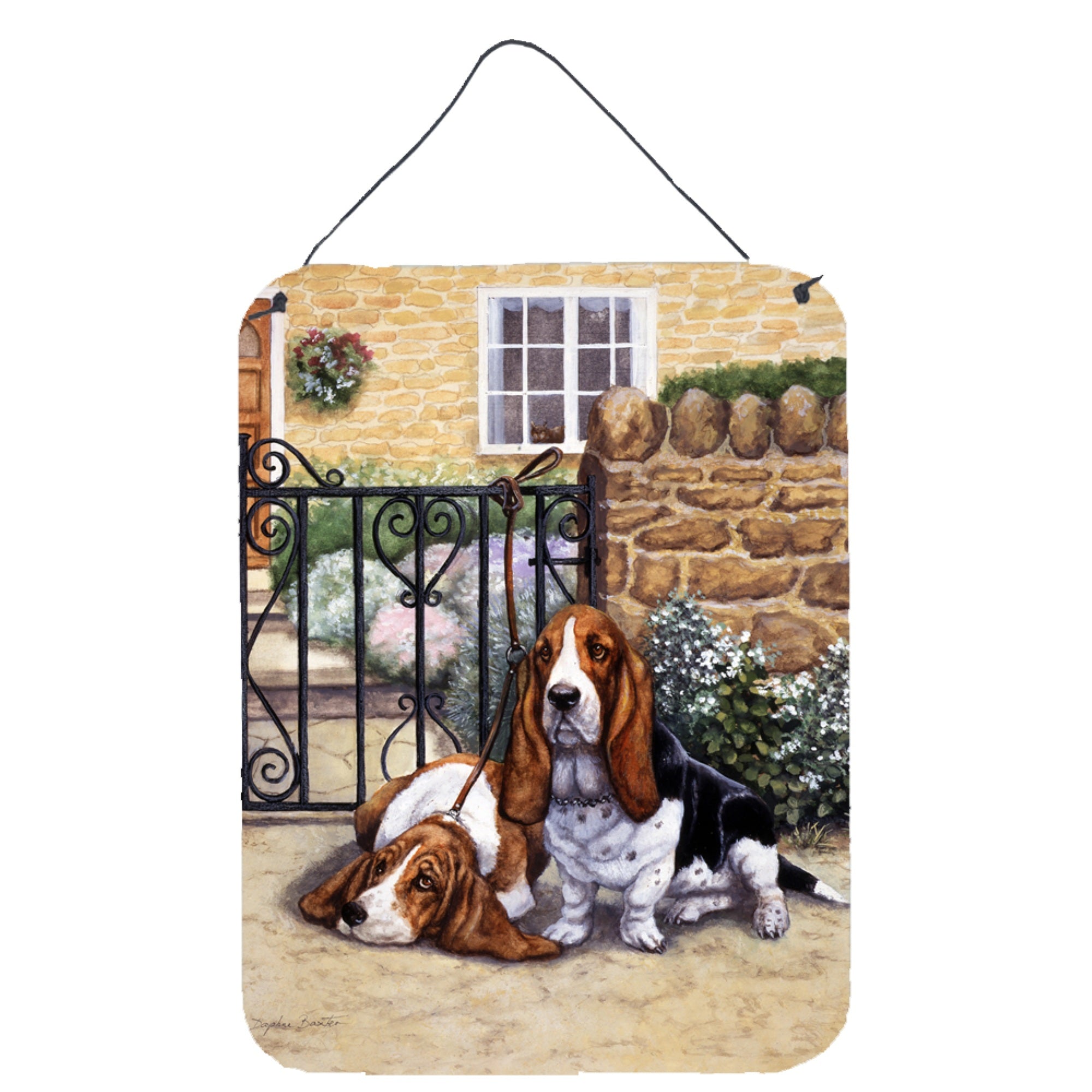 'Caroline'S Treasures Basset Hound At The Gate Wall Or Door Hanging Prints Bdba0312Ds1216, 16Hx12W, Multicolor''