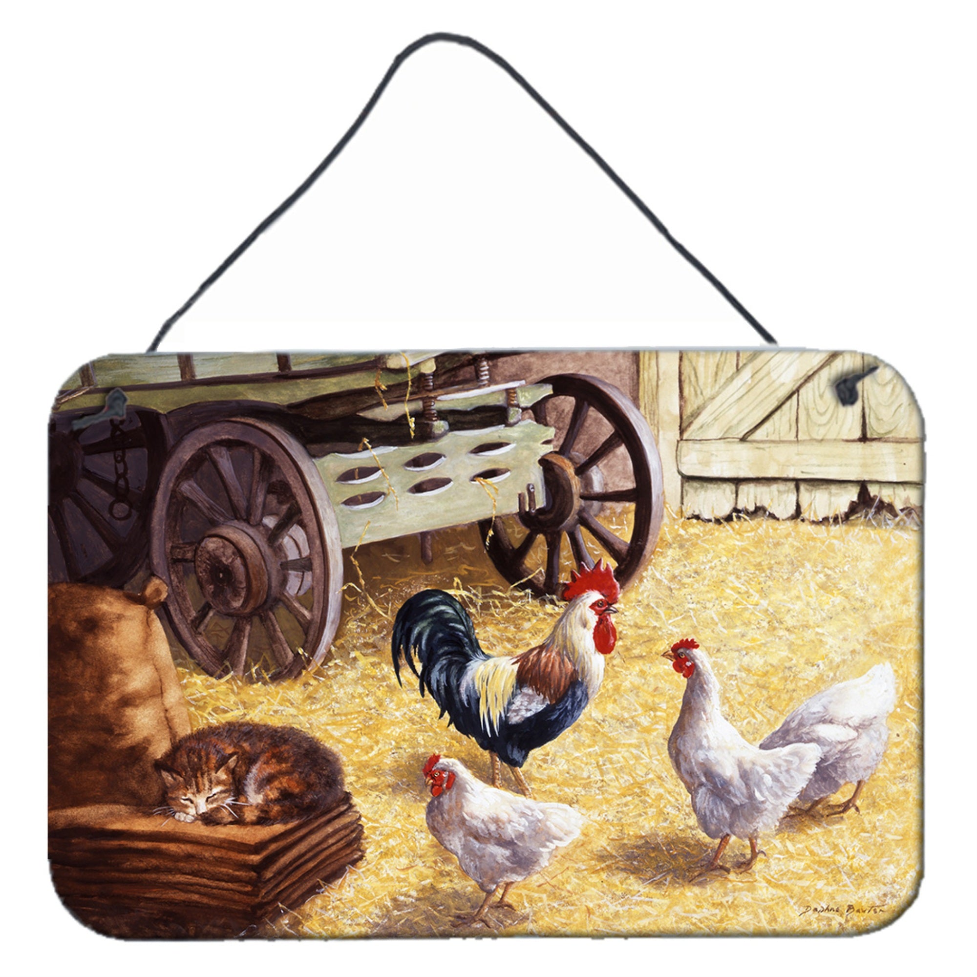 'Caroline'S Treasures Rooster And Hens Chickens In The Barn Wall Or Door Hanging Prints Bdba0339Ds812, 8Hx12W''