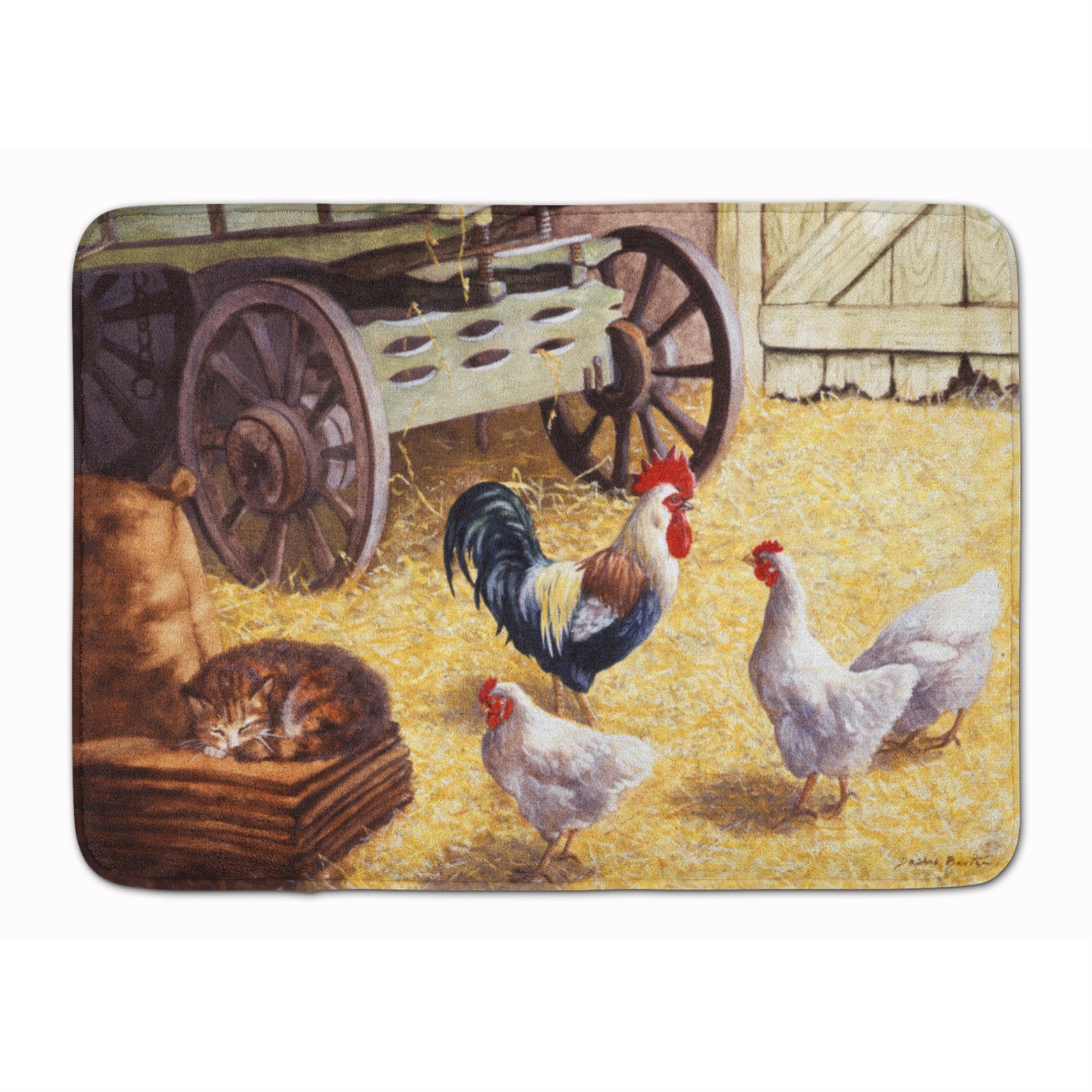 'Caroline'S Treasures Rooster And Hens Chickens In The Barn Floor Mat, 19'''' X 27'''', Multicolor''