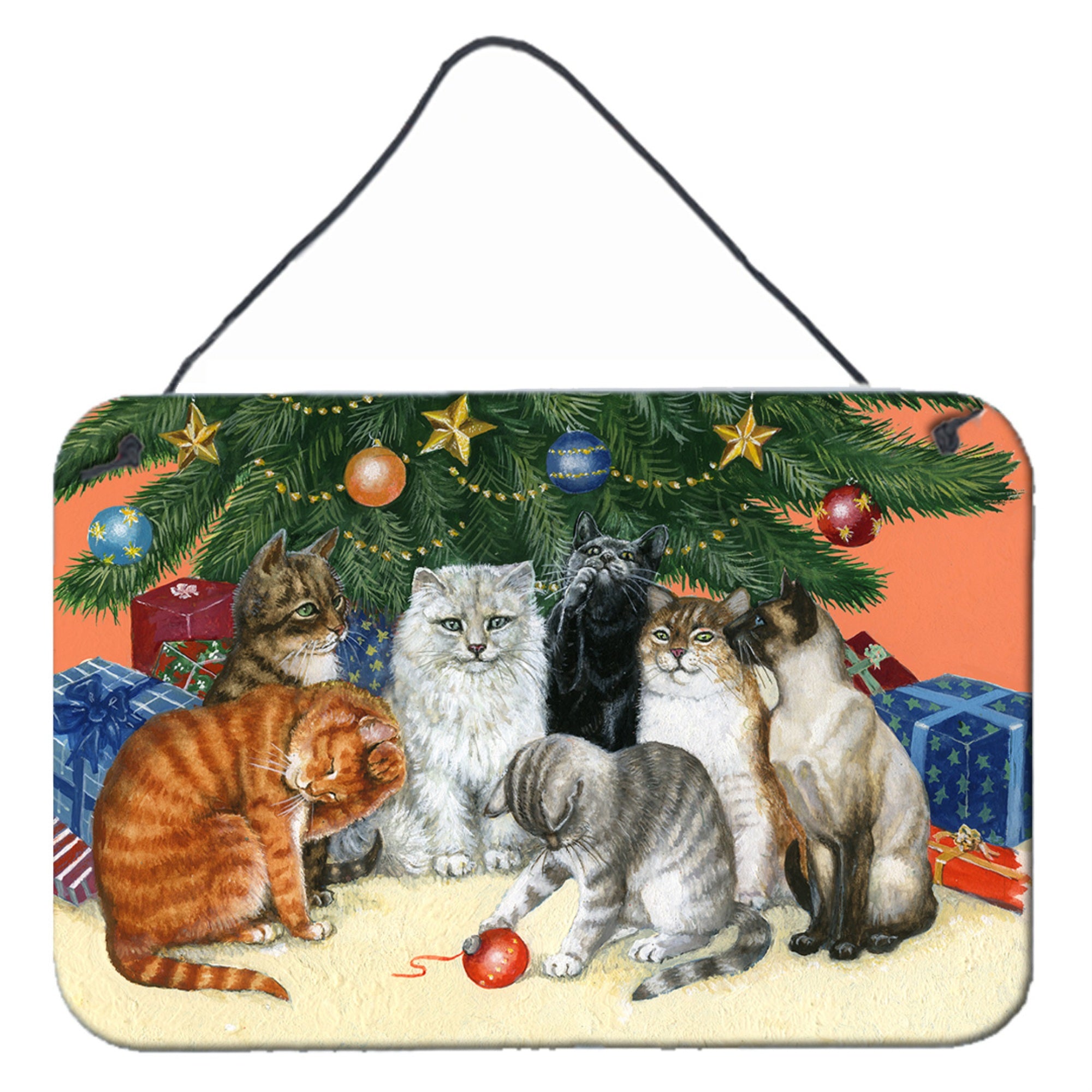 'Caroline'S Treasures Cats Under The Christmas Tree Wall Or Door Hanging Prints Bdba0345Ds812, 8Hx12W''