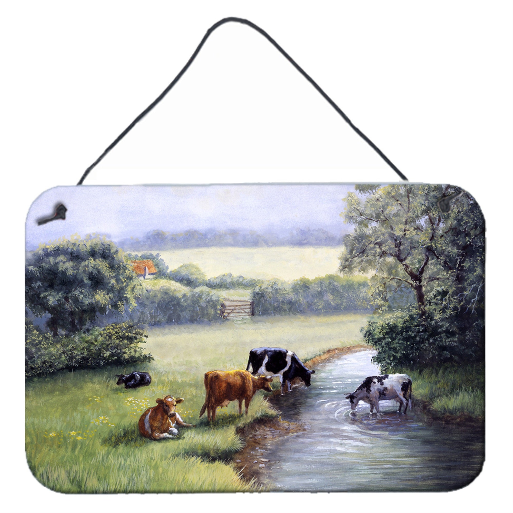 'Caroline'S Treasures Cows Drinking At The Creek Bank Wall Or Door Hanging Prints Bdba0350Ds812, 8Hx12W''
