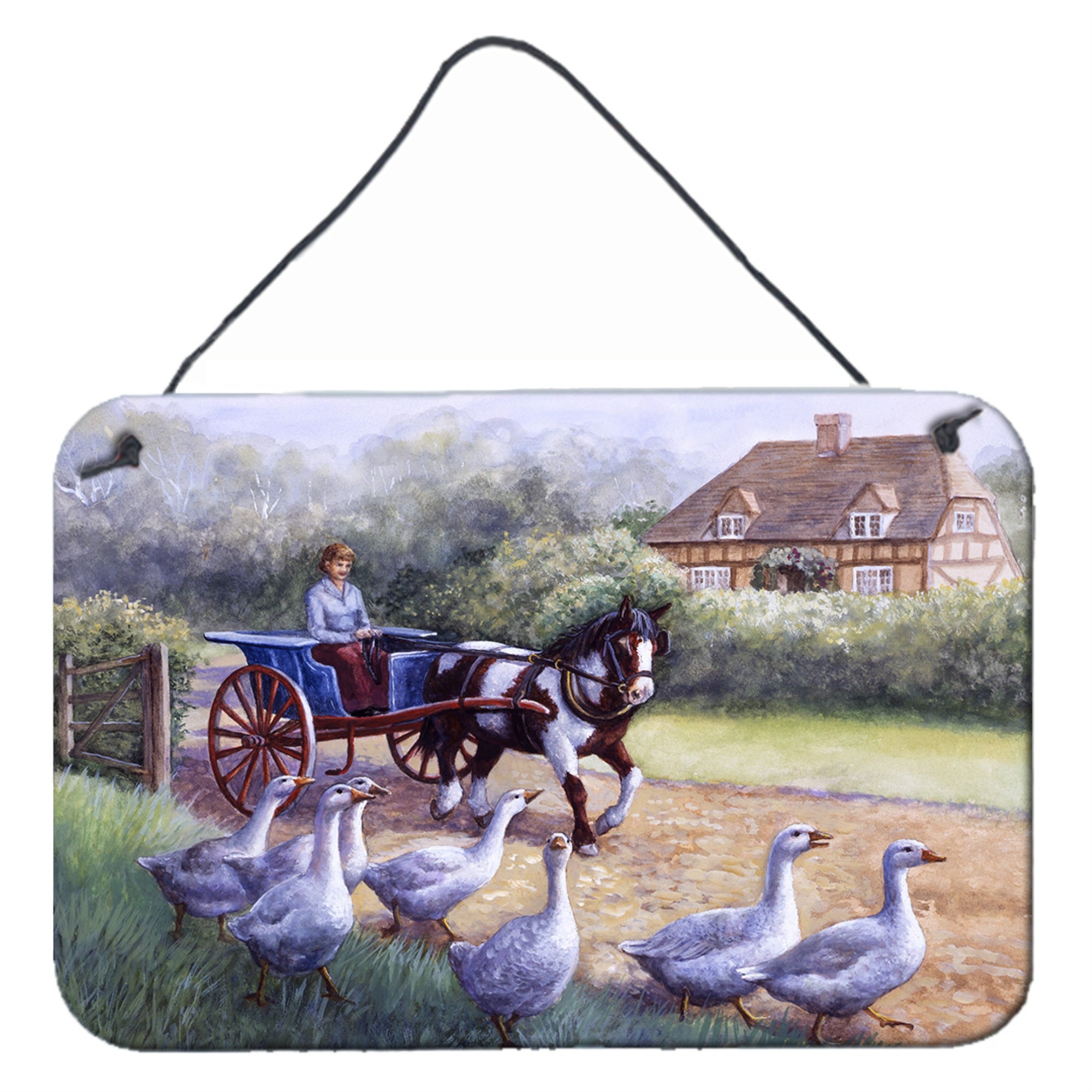 'Caroline'S Treasures Geese Crossing Before The Horse Wall Or Door Hanging Prints Bdba0351Ds812, 8Hx12W''