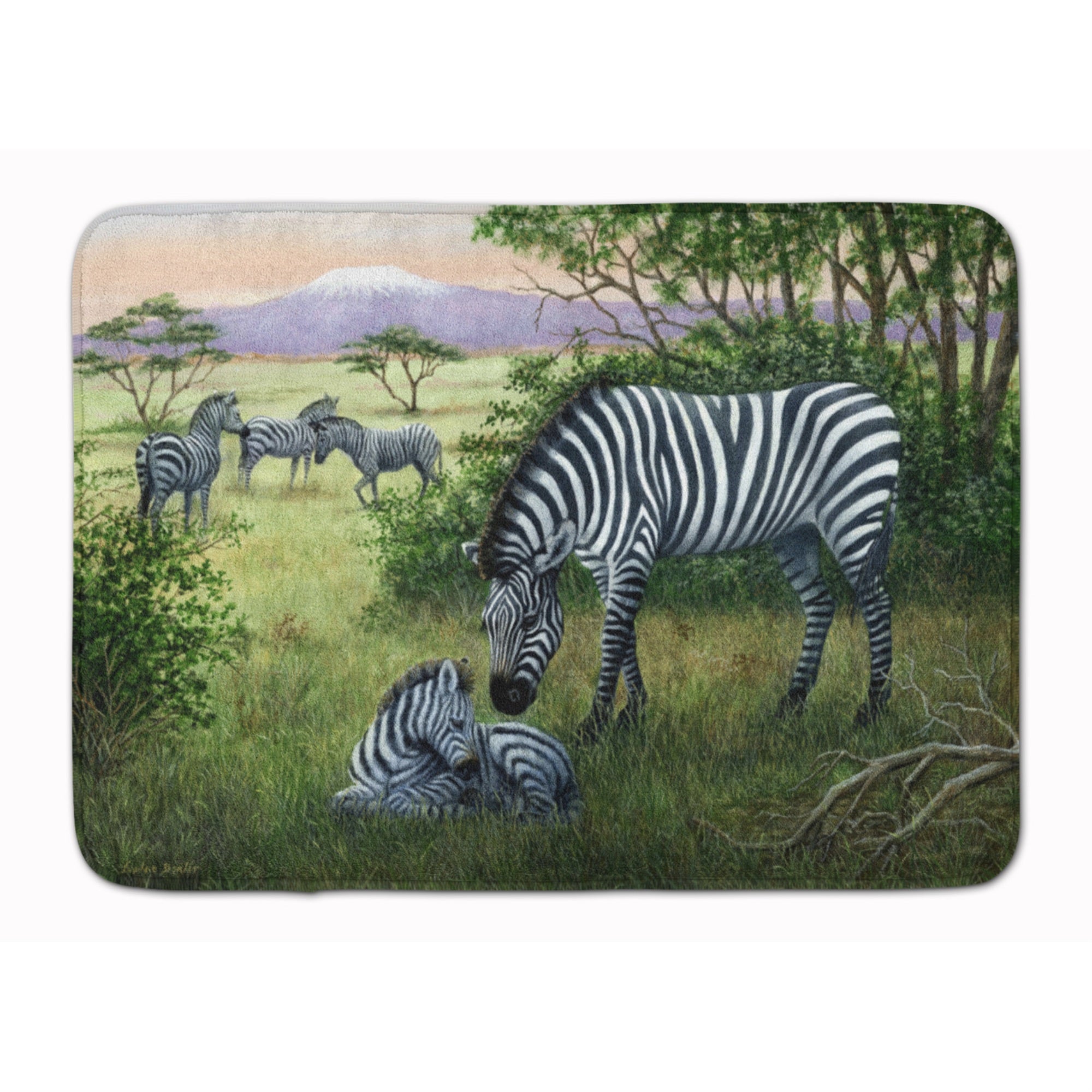 'Caroline'S Treasures Zebras In The Field With Baby Floor Mat, 19'''' X 27'''', Multicolor''