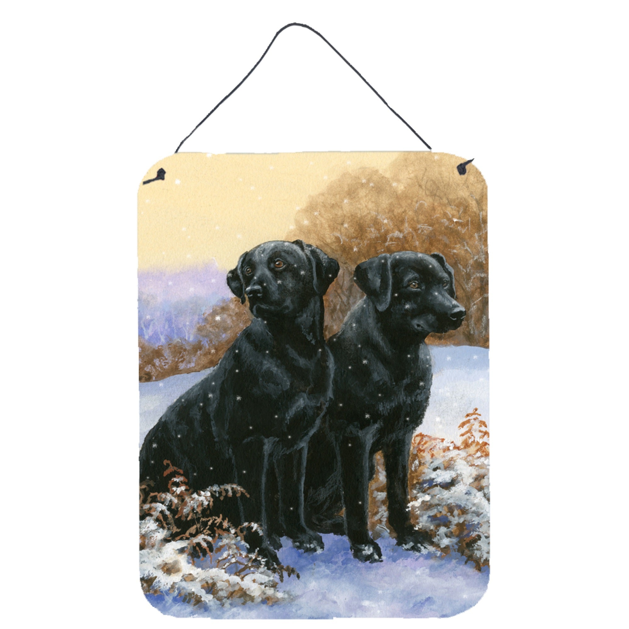 'Caroline'S Treasures Black Labradors Snowy Day Wall Or Door Hanging Prints Bdba450Ads1216, 16Hx12W, Multicolor''