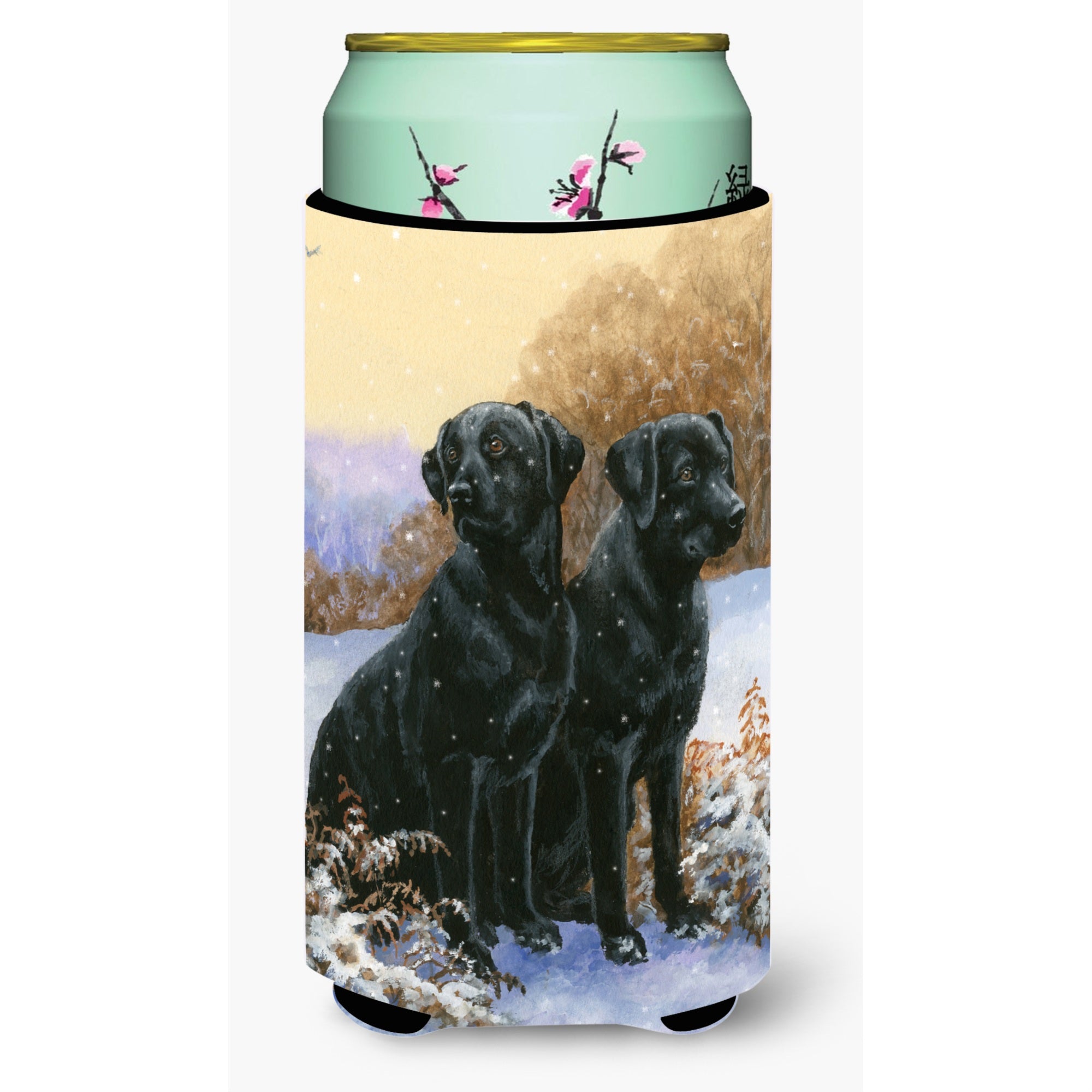 'Caroline'S Treasures Black Labradors Snowy Day Tall Boy Beverage Insulator Hugger, Multicolor''
