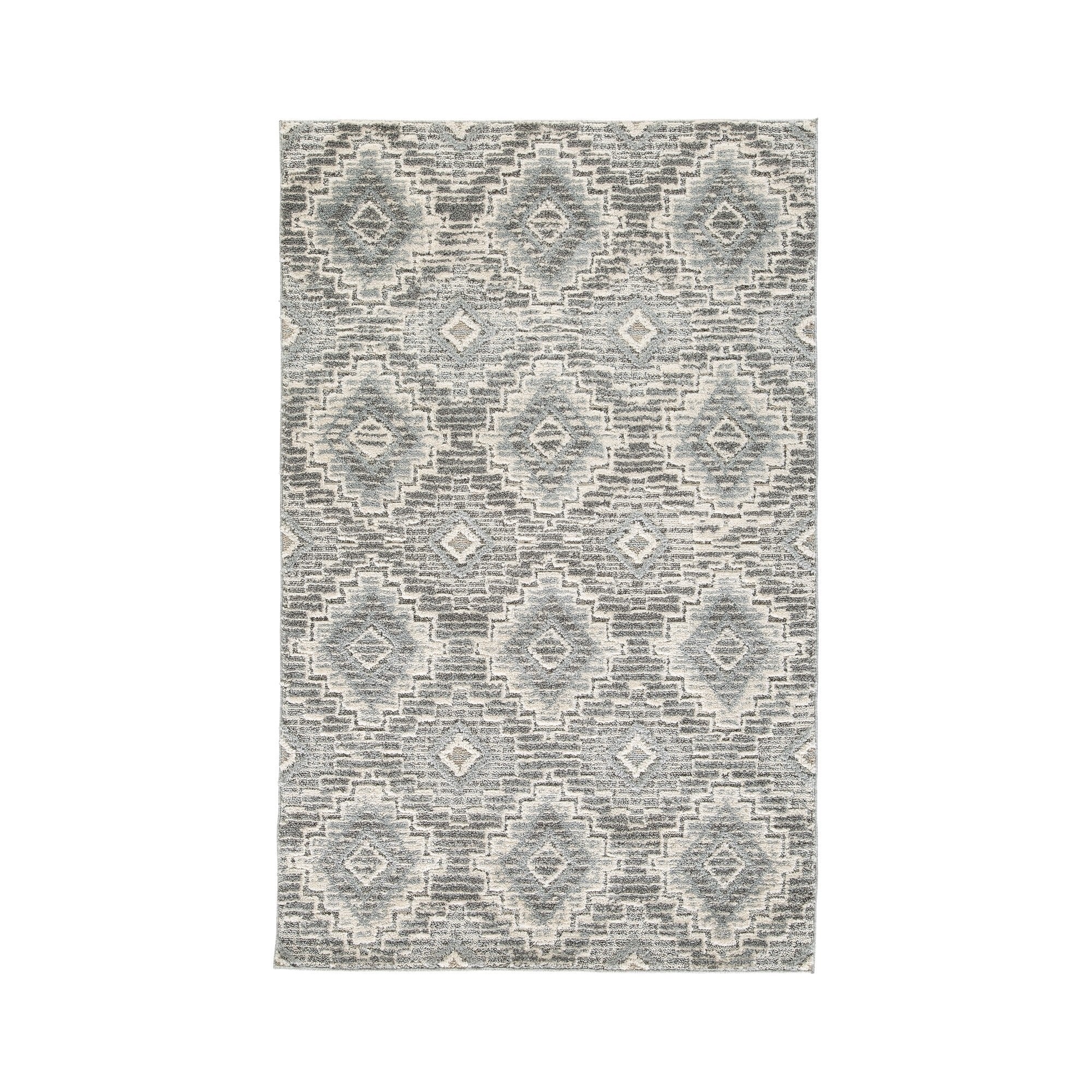 Ari 5 x 7 Modern Area Rug, Diamond Pattern, Soft Fabric, Cream, Gray