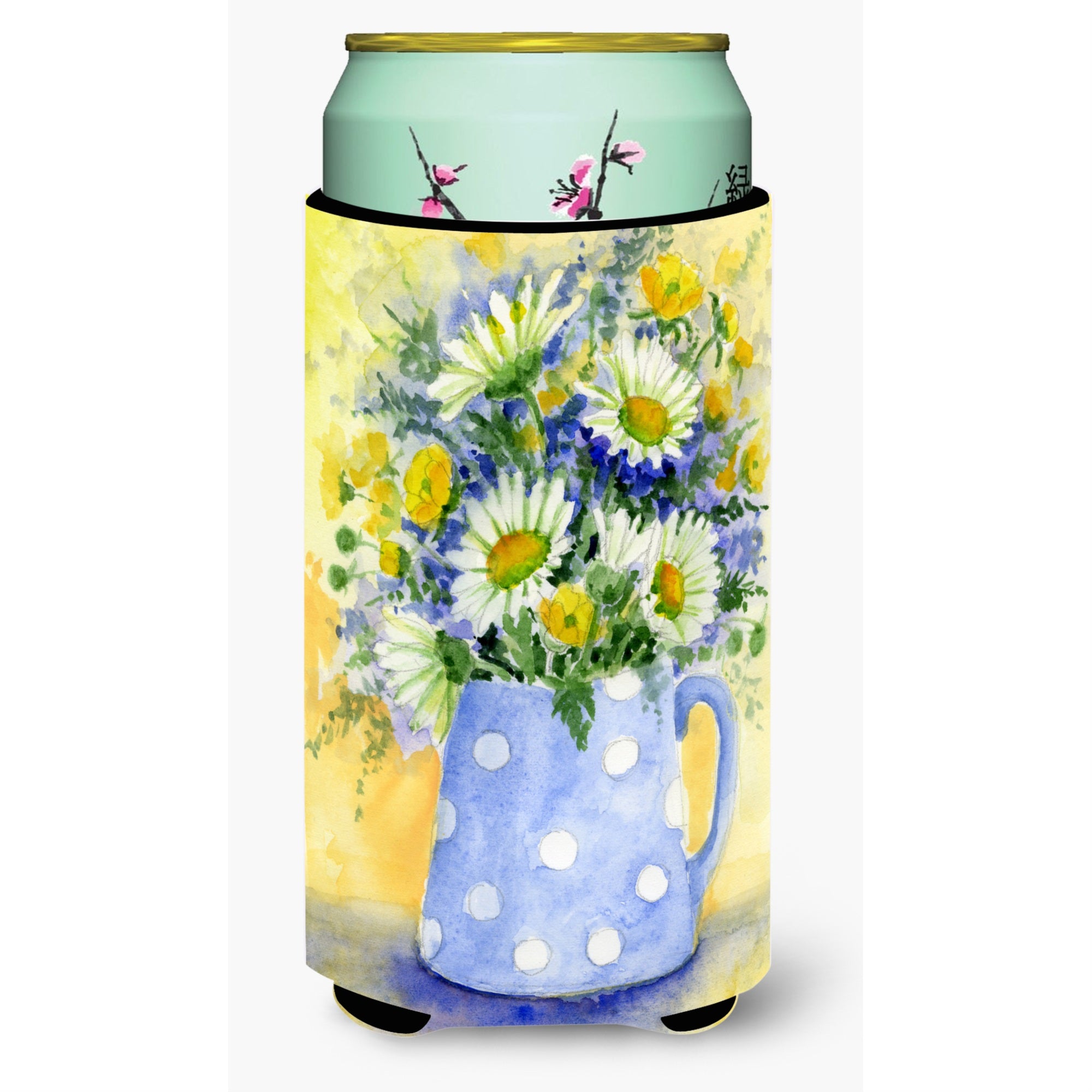 'Caroline'S Treasures Blue And Yellow Flowers By Maureen Benfield Tall Boy Koozie Hugger, Multicolor''