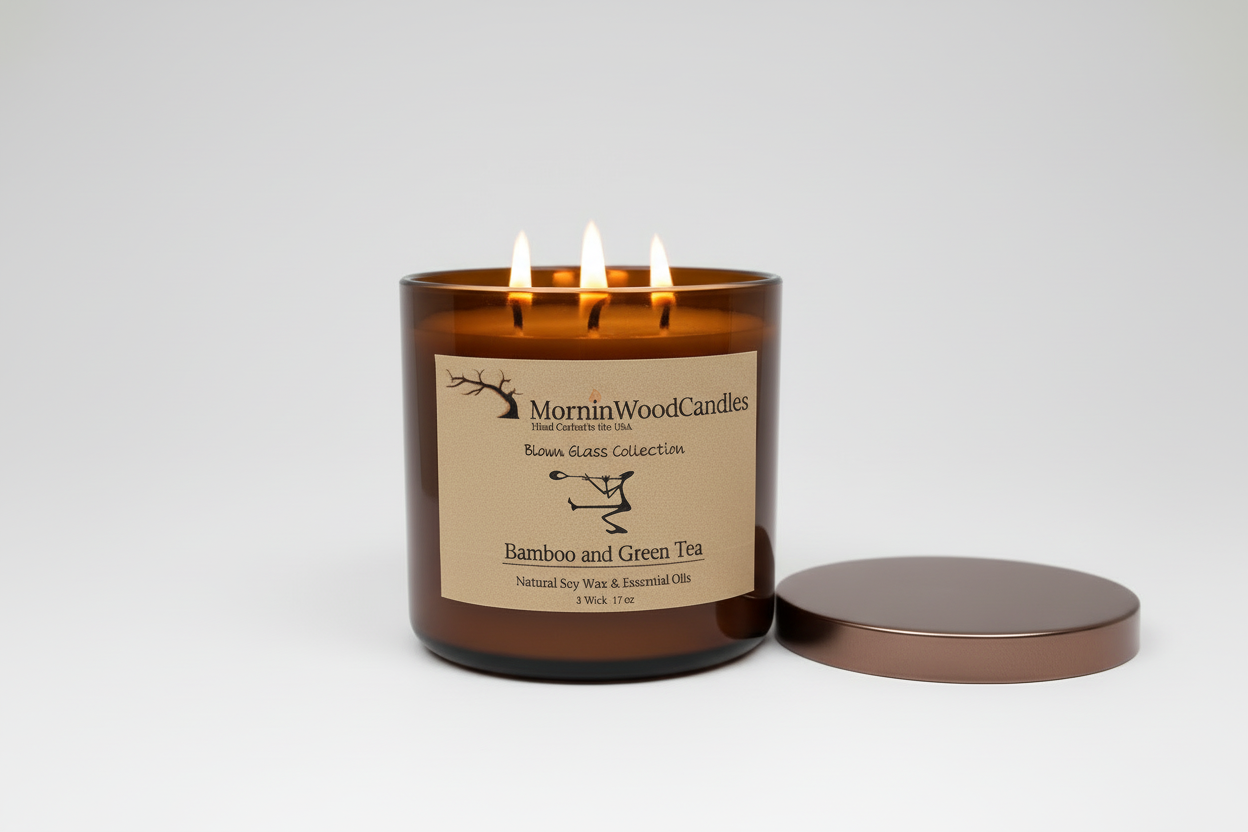 Bamboo & Green Tea-Soy 3-Wick Blown Glass Collection