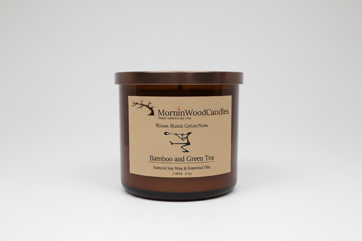 Bamboo & Green Tea-Soy 3-Wick Blown Glass Collection