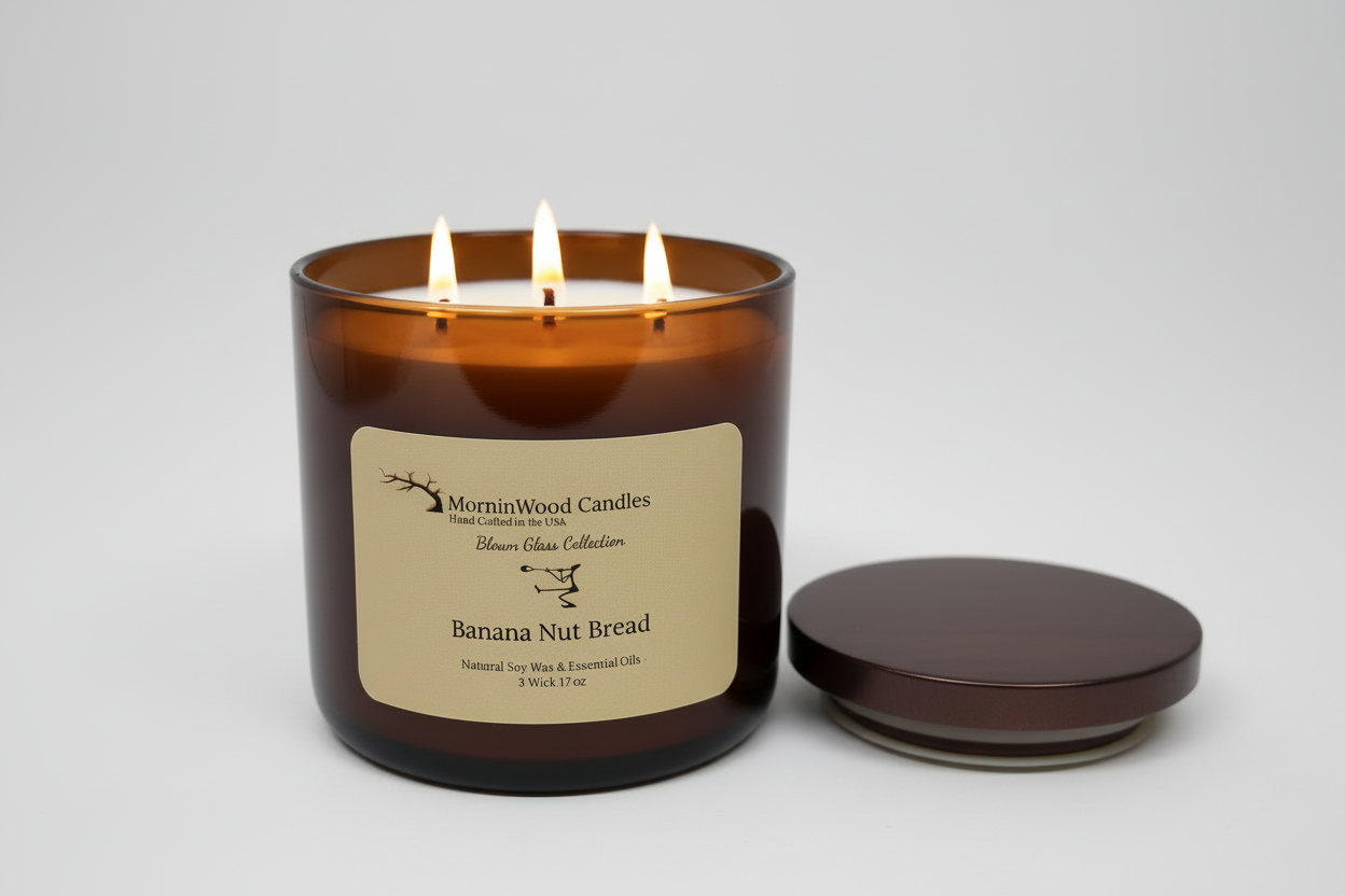 Banana Nut Bread-Soy 3-Wick Blown Glass Collection