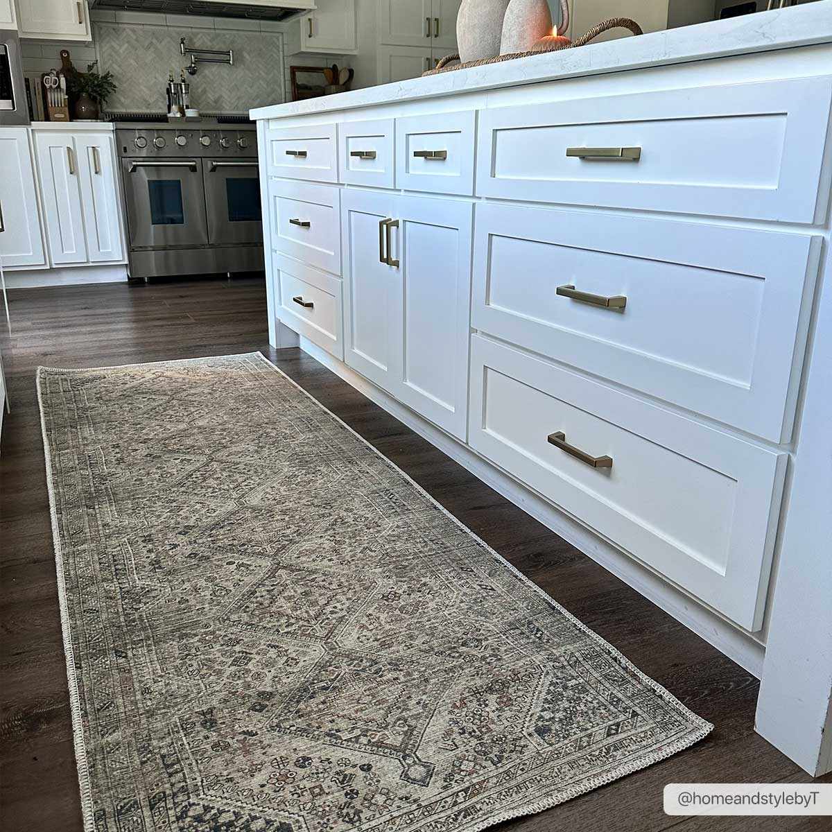 Barny Beige Washable 7ft Runner Rug